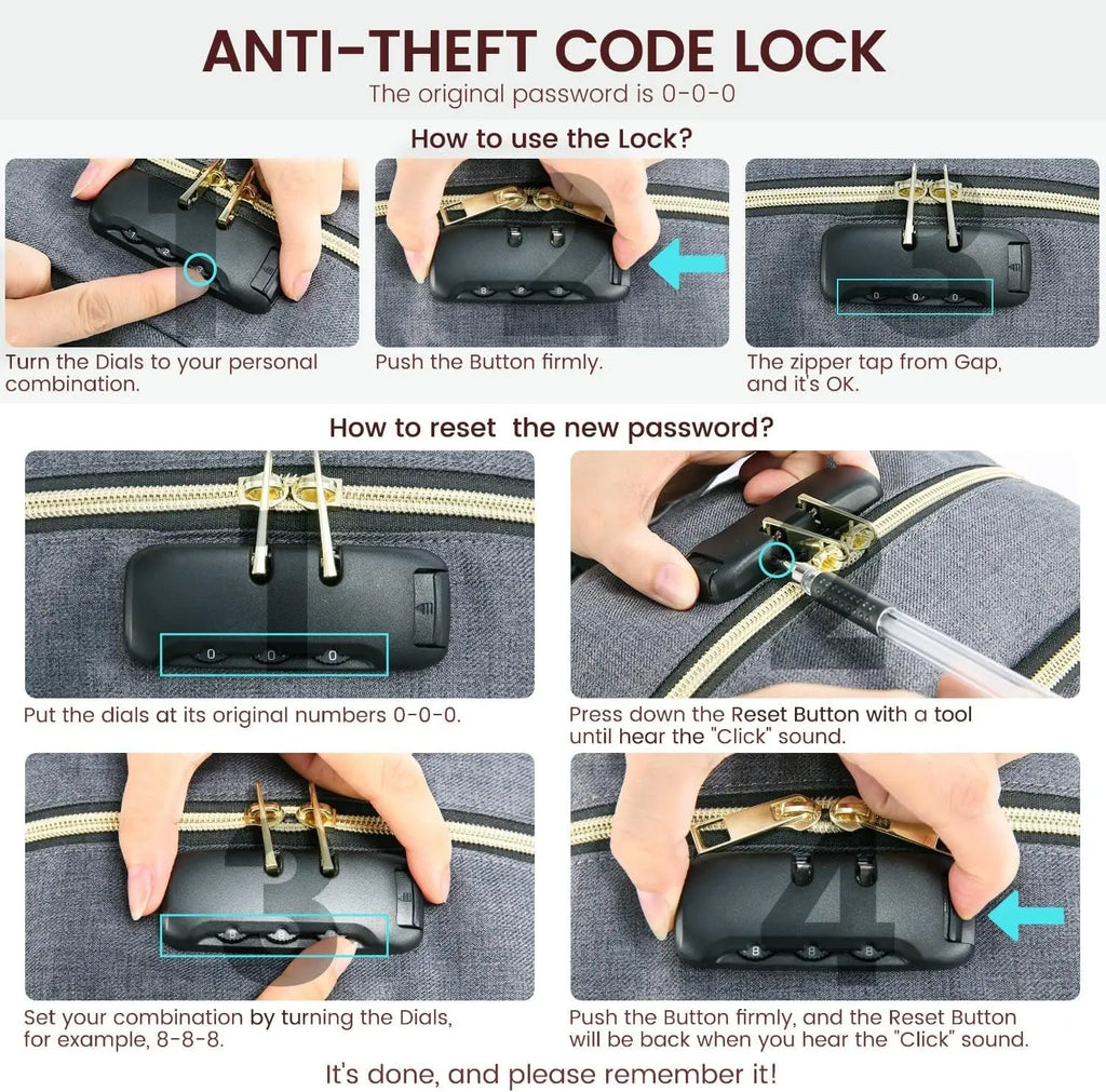 Unisex Anti-Theft Laptop Backpack for Travel and Work, Fits 15.6 Inch Laptops, Grey