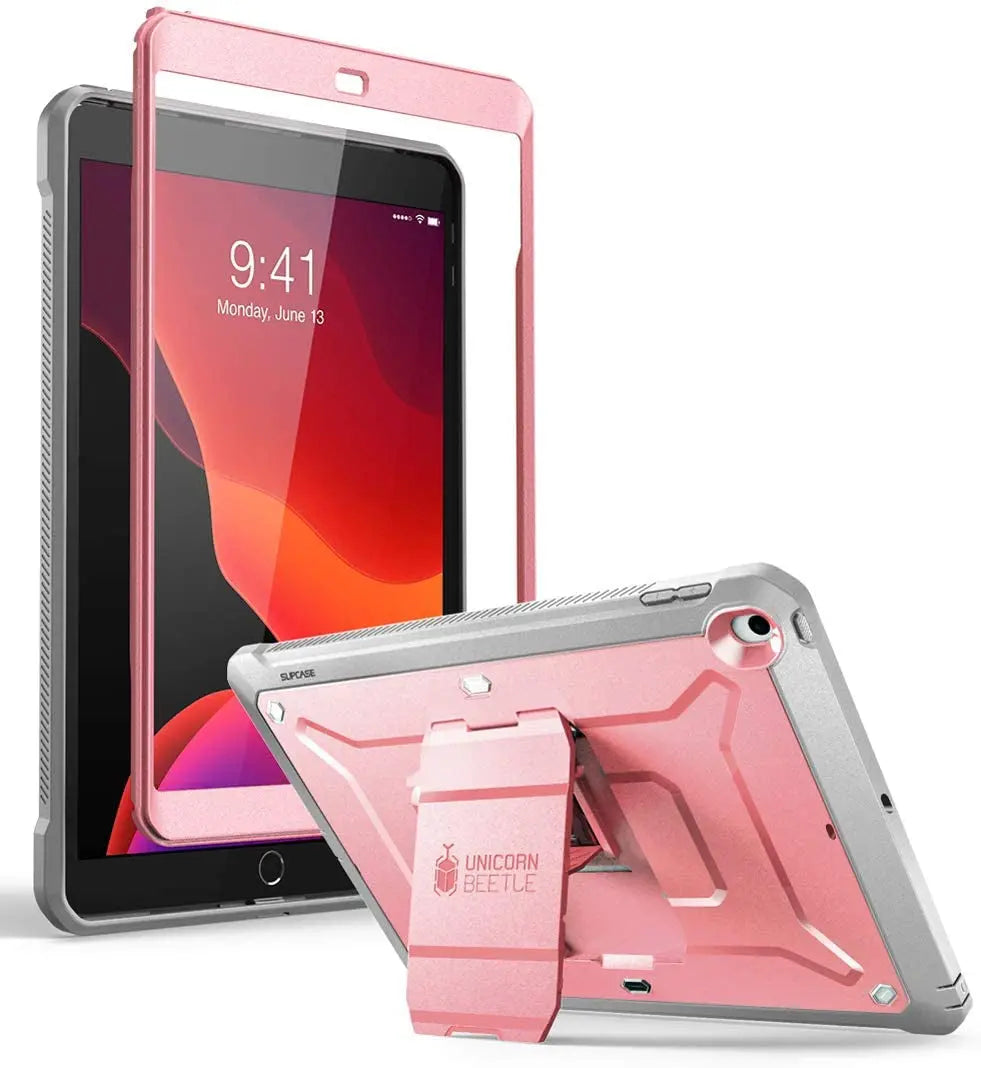 Unicorn Beetle Pro Heavy Duty Rugged Case with Screen Protector for iPad 9th Generation (10.2", 2021) and Compatible with 8th/7th Generations (2020/2019), Rose Gold, with Built-In Stand