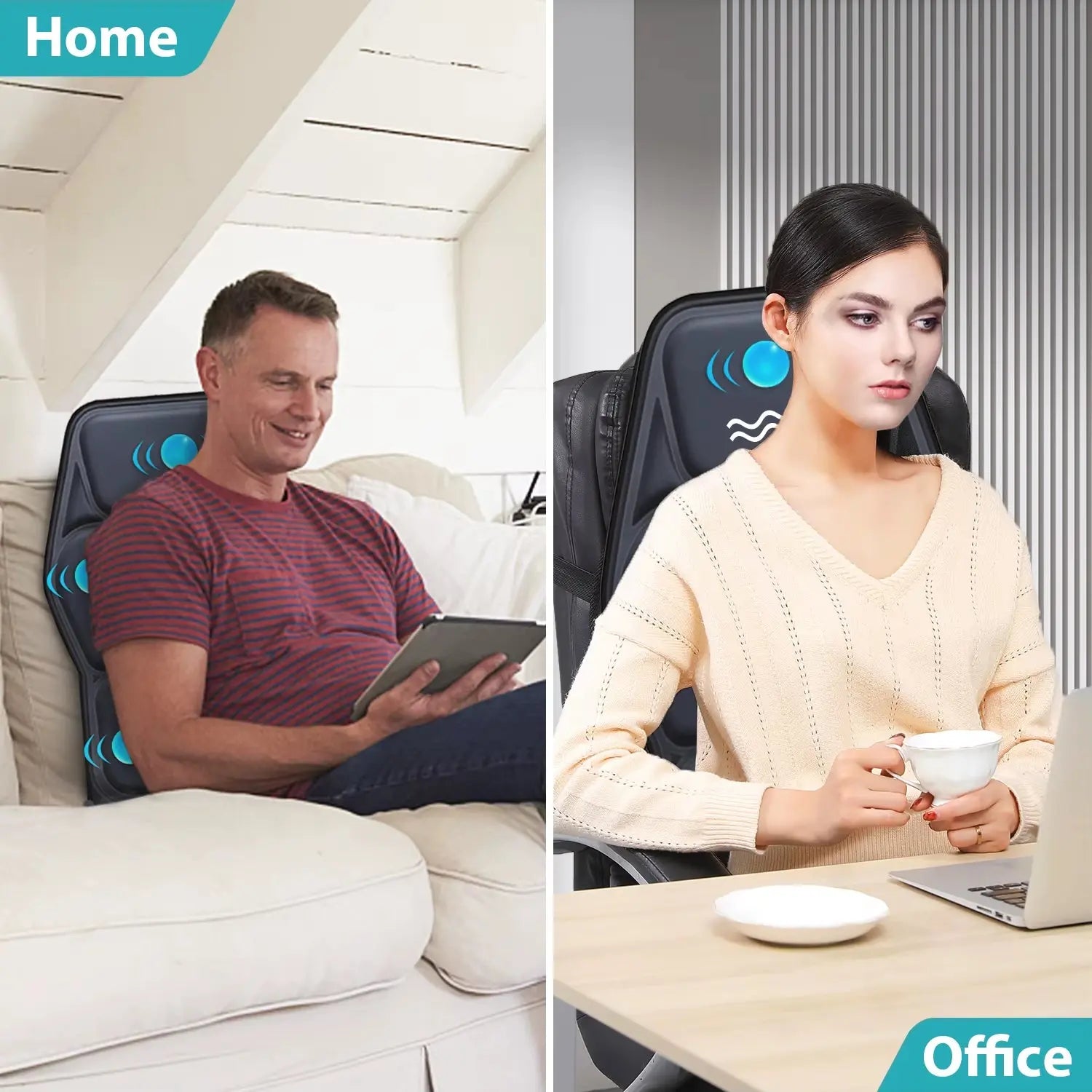 Heated Massage Seat Cushion with Adjustable Lumbar Support and 9 Massage Modes for Enhanced Comfort