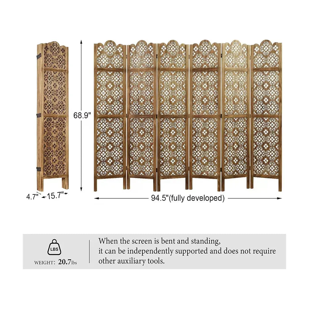 Folding Wooden Carved Room Divider - Elegant Privacy Screen for Home, Office, Restaurant, and Bedroom Decor