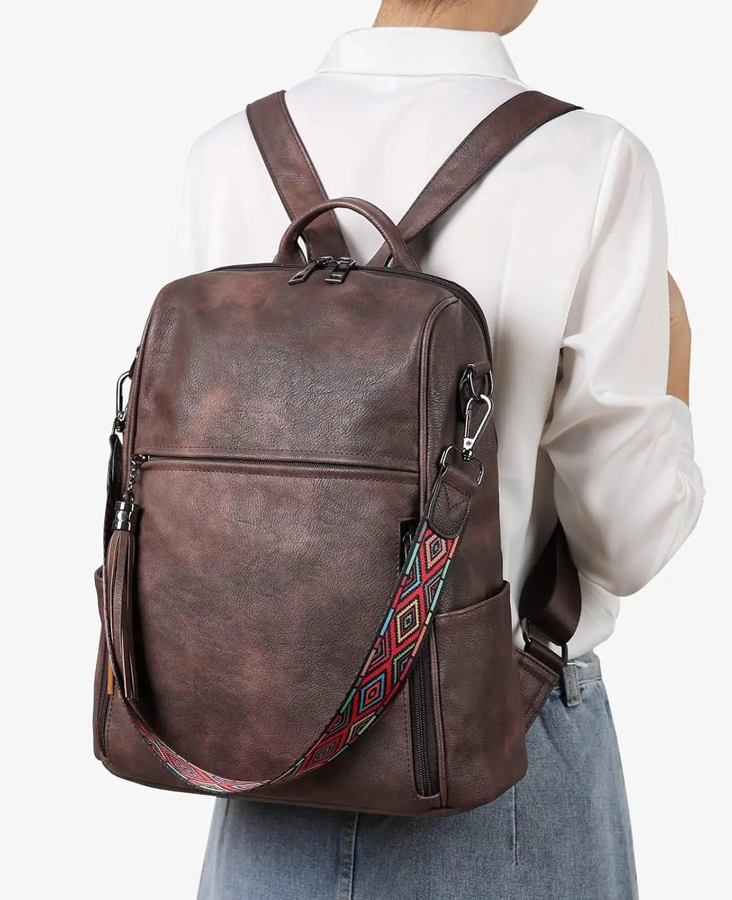 Women's Leather Designer Backpack Purse - Stylish Travel Shoulder Bag with Tassel Detail