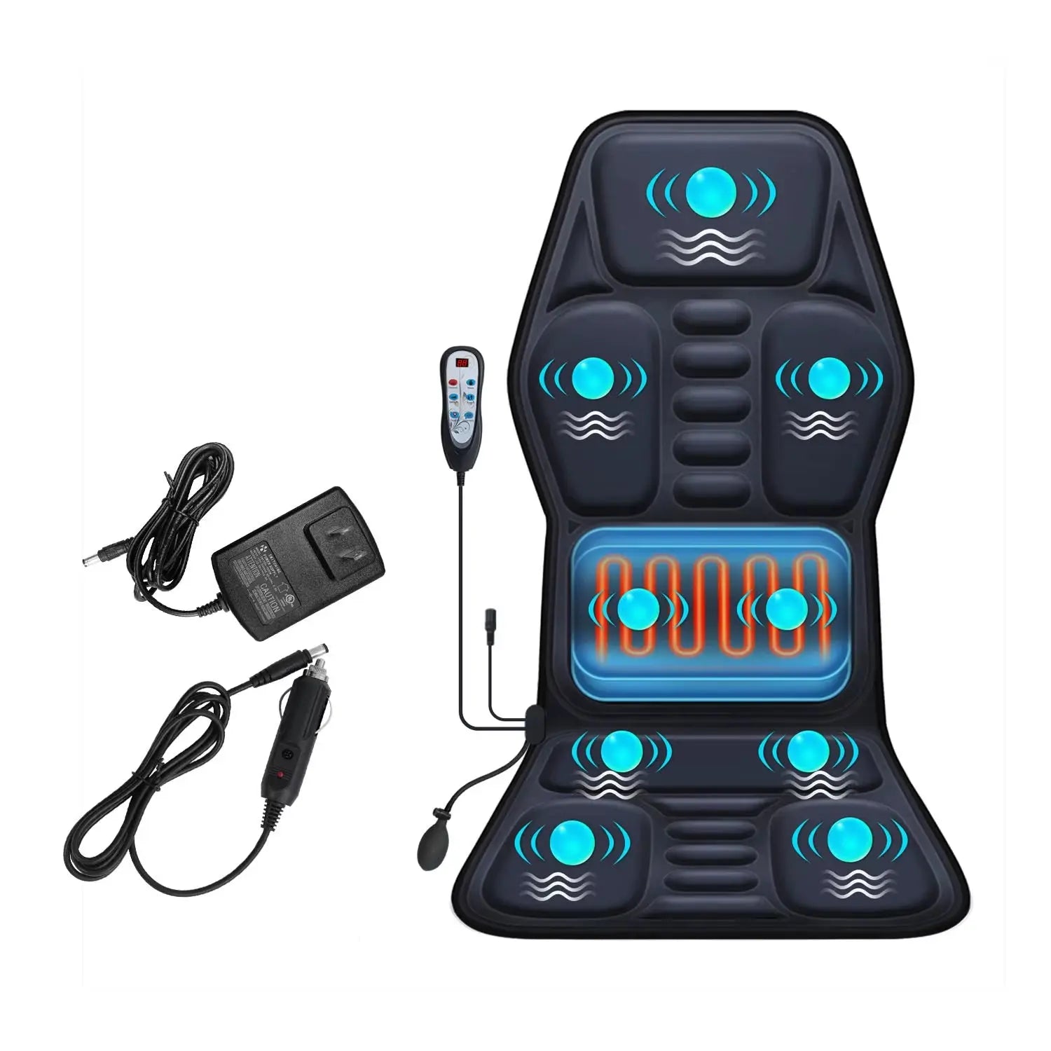Heated Massage Seat Cushion with Adjustable Lumbar Support and 9 Massage Modes for Enhanced Comfort