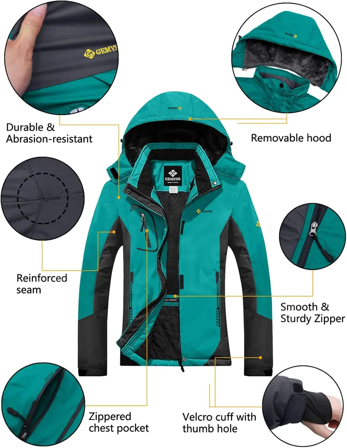 Women's Waterproof Ski Jacket - Windproof Winter Coat for Outdoor Hiking and Snow Activities