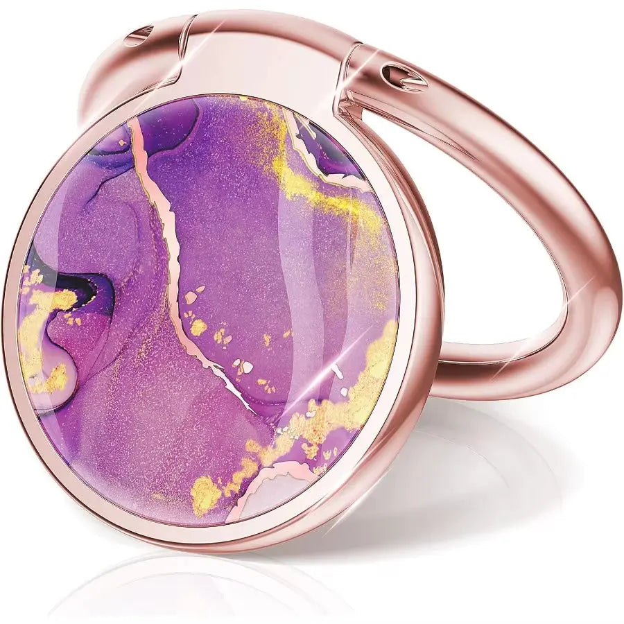 360-Degree Rotatable Metal Finger Ring Holder and Kickstand for Cell Phones, Compatible with Magnetic Car Mounts