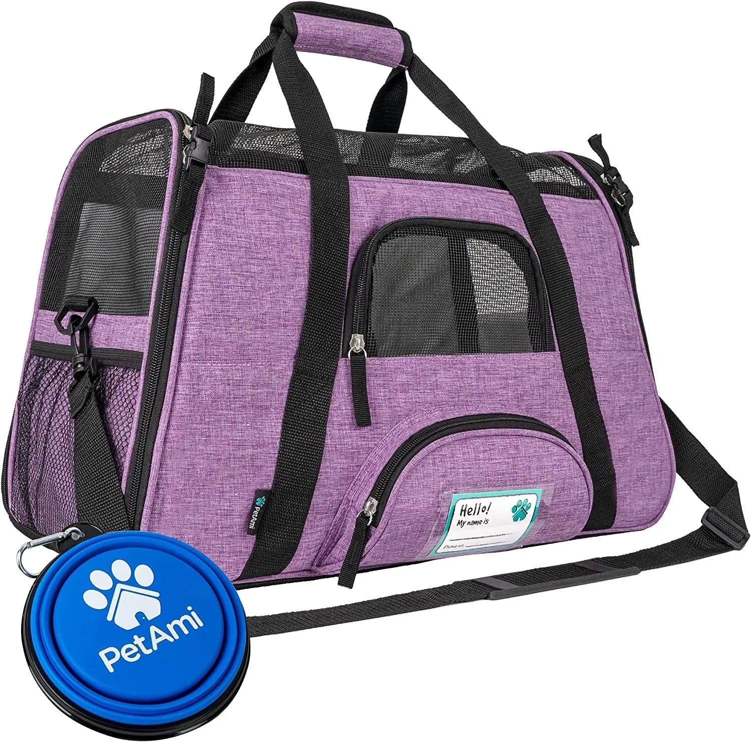 Airline-Approved Soft-Sided Pet Carrier for Cats and Small Dogs, Ventilated Travel Bag for Indoor Cats, Medium Kittens, and Puppies in Large Heather Purple