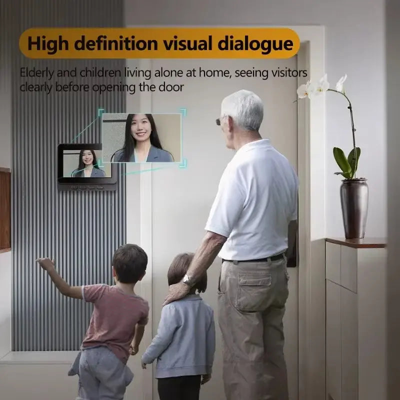 HD Wireless Intercom Doorbell with Night Vision and 4.3-Inch LPS Screen - Smart Home Security Video Doorbell Camera