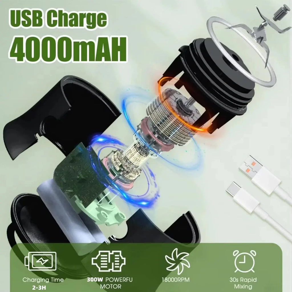 2025 Portable Multifunctional High-Power Juicer with Strong Motor and 4000mAh Battery for Indoor and Outdoor Use
