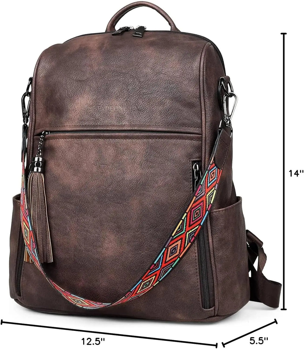 Women's Leather Designer Backpack Purse - Stylish Travel Shoulder Bag with Tassel Detail