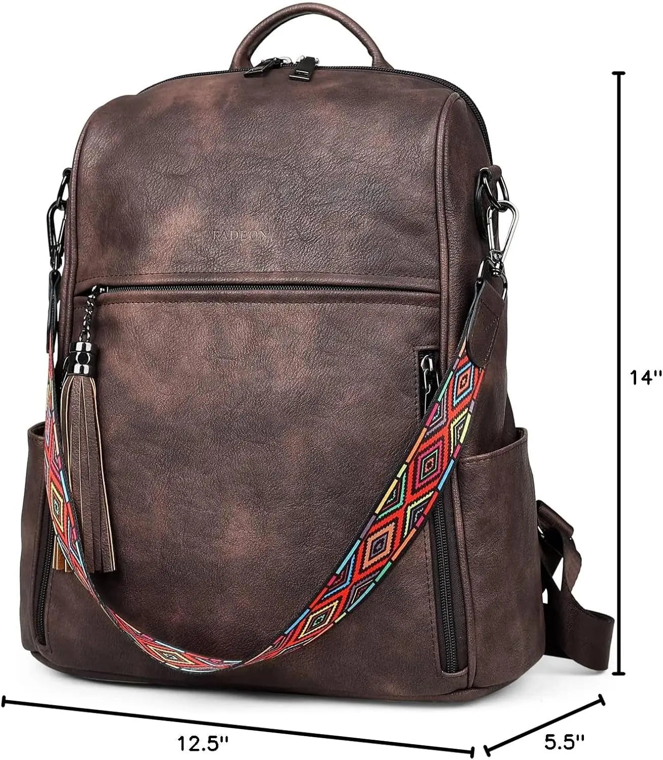 Women's Leather Designer Backpack Purse - Stylish Travel Shoulder Bag with Tassel Detail