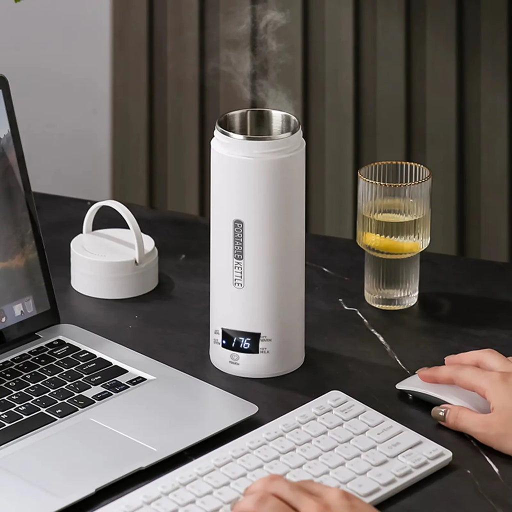 500ml Electric Heating Cup - Leakproof Smart Boiling Kettle for Office and Travel with EU/US Plug