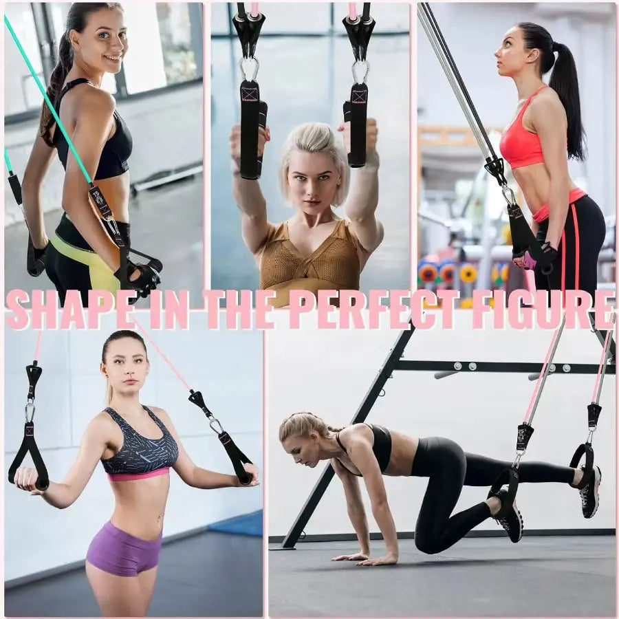 Professional Resistance Bands Set for Strength Training - 12-Piece Exercise Bands with Handles and Door Anchors, 10-100LB Range by Makaron