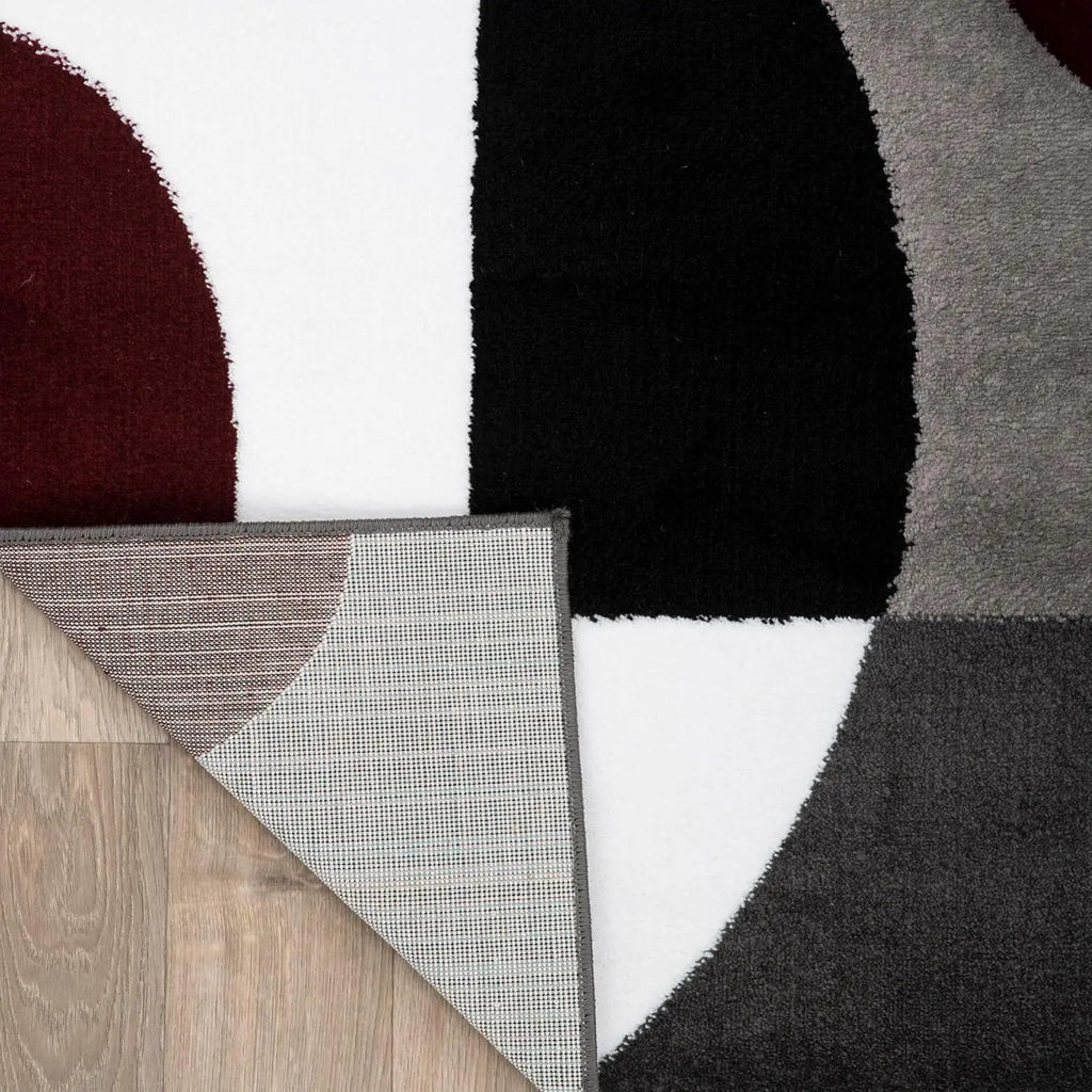 Contemporary Circles Area Rug - Low Maintenance Soft Runner for Home Office, Living Room, Bedroom, and Kitchen - 2' x 7'2" - Burgundy