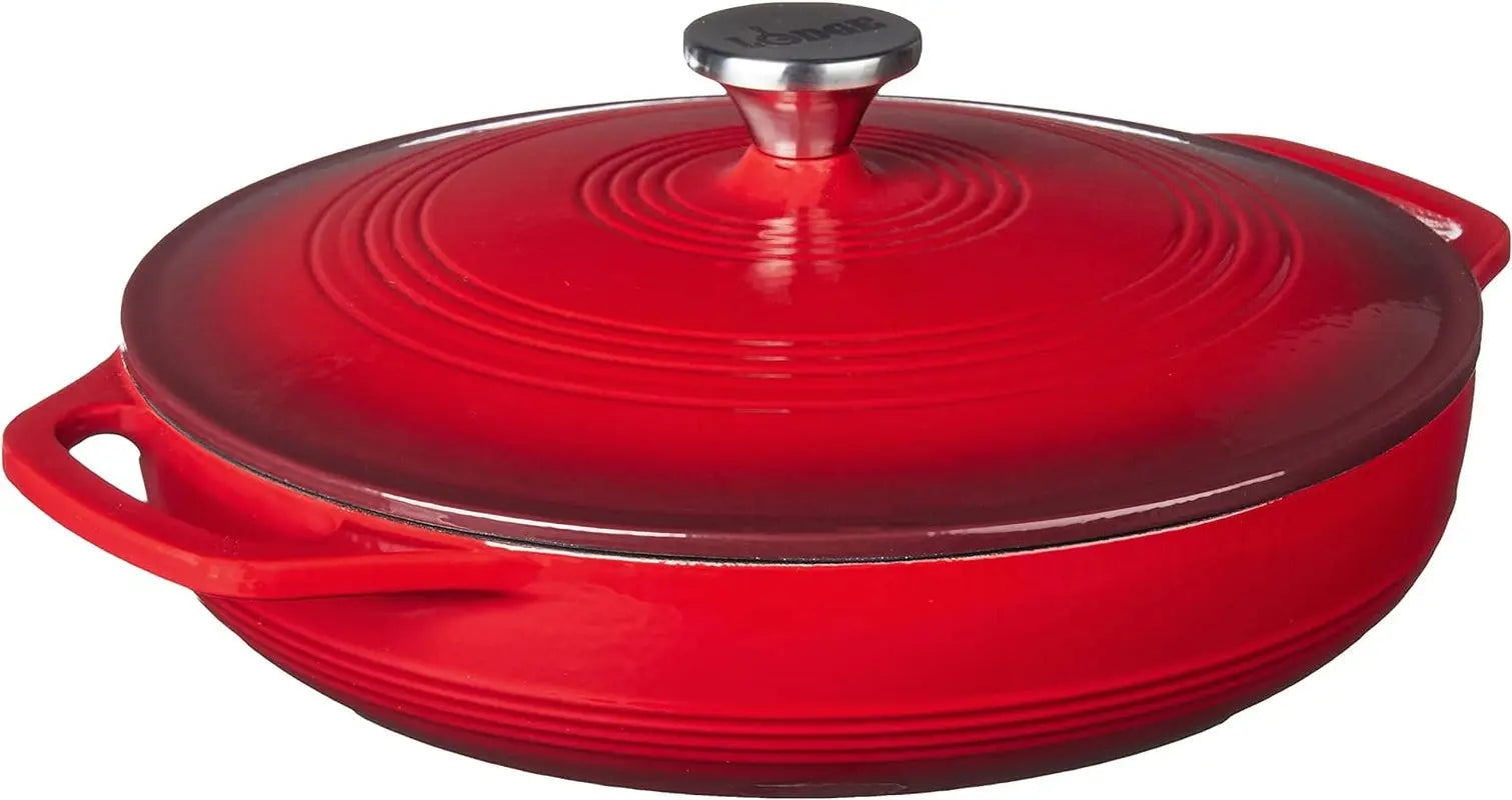 3.6 Quart Enameled Cast Iron Oval Casserole with Lid and Dual Handles – Oven Safe to 500°F – Versatile for Marinating, Cooking, Baking, Refrigerating, and Serving – Island Spice Red
