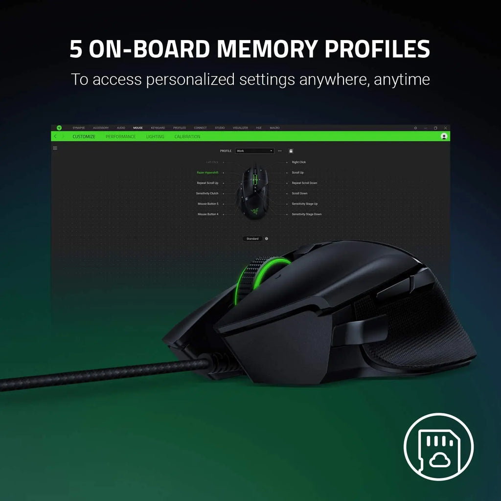Basilisk V2 Wired Gaming Mouse - 20,000 DPI Optical Sensor, High-Speed Gaming Switch, Chroma RGB Lighting, 11 Programmable Buttons, Classic Black