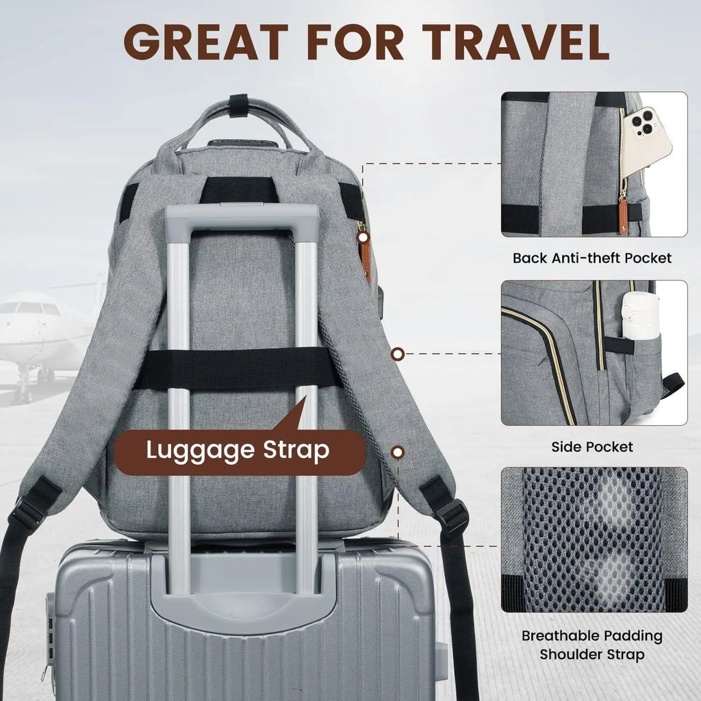 Unisex Anti-Theft Laptop Backpack for Travel and Work, Fits 15.6 Inch Laptops, Grey