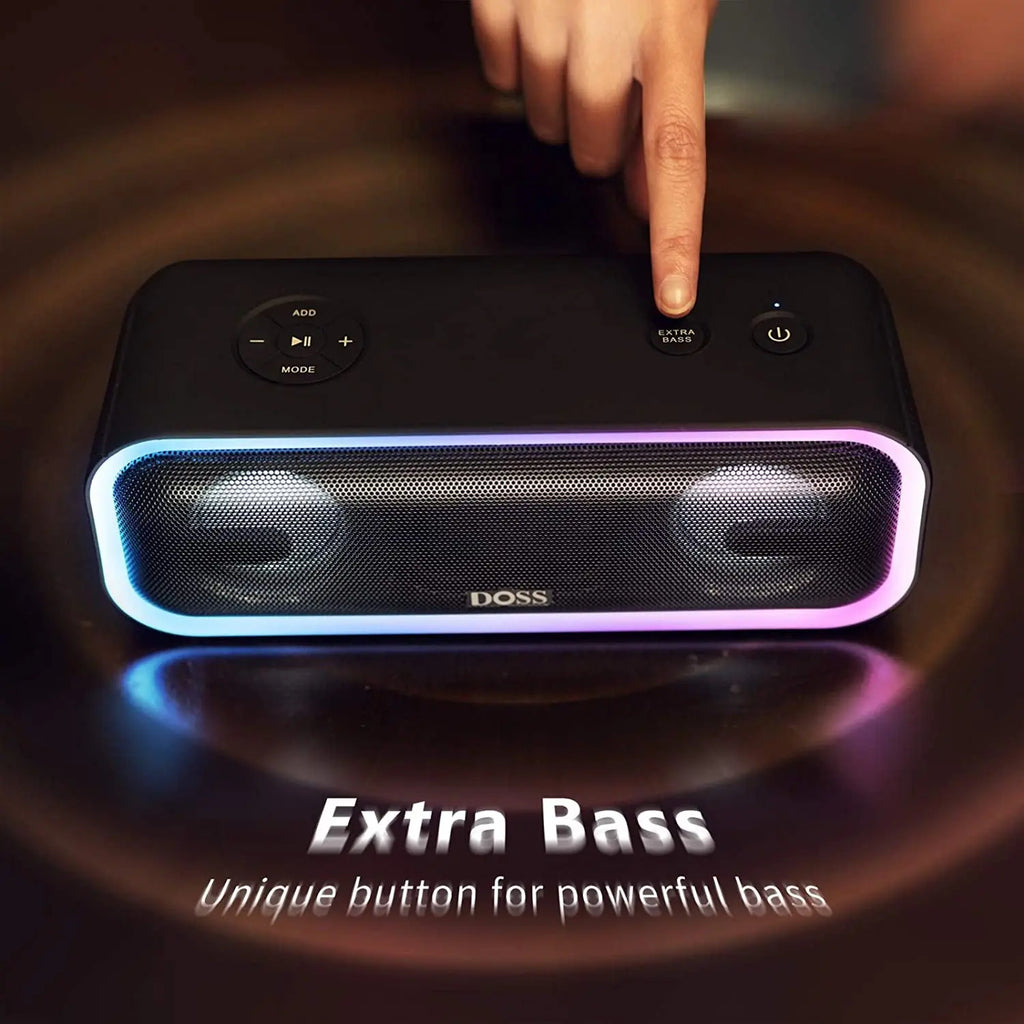 Soundbox Pro+ Bluetooth Speaker - 24W Immersive Stereo Sound with Enhanced Bass, IPX6 Waterproof, 15-Hour Playtime, Colorful LED Lights, Ideal Gift for Adults