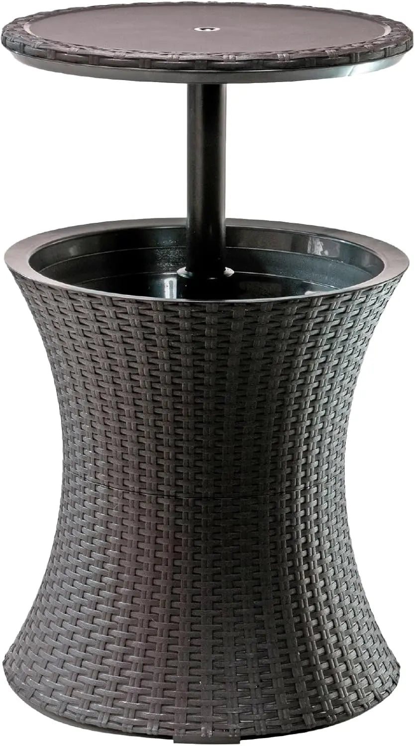 Pacific Cool Bar Outdoor Patio Side Table with Integrated 7.5 Gallon Beverage Cooler in Espresso Brown