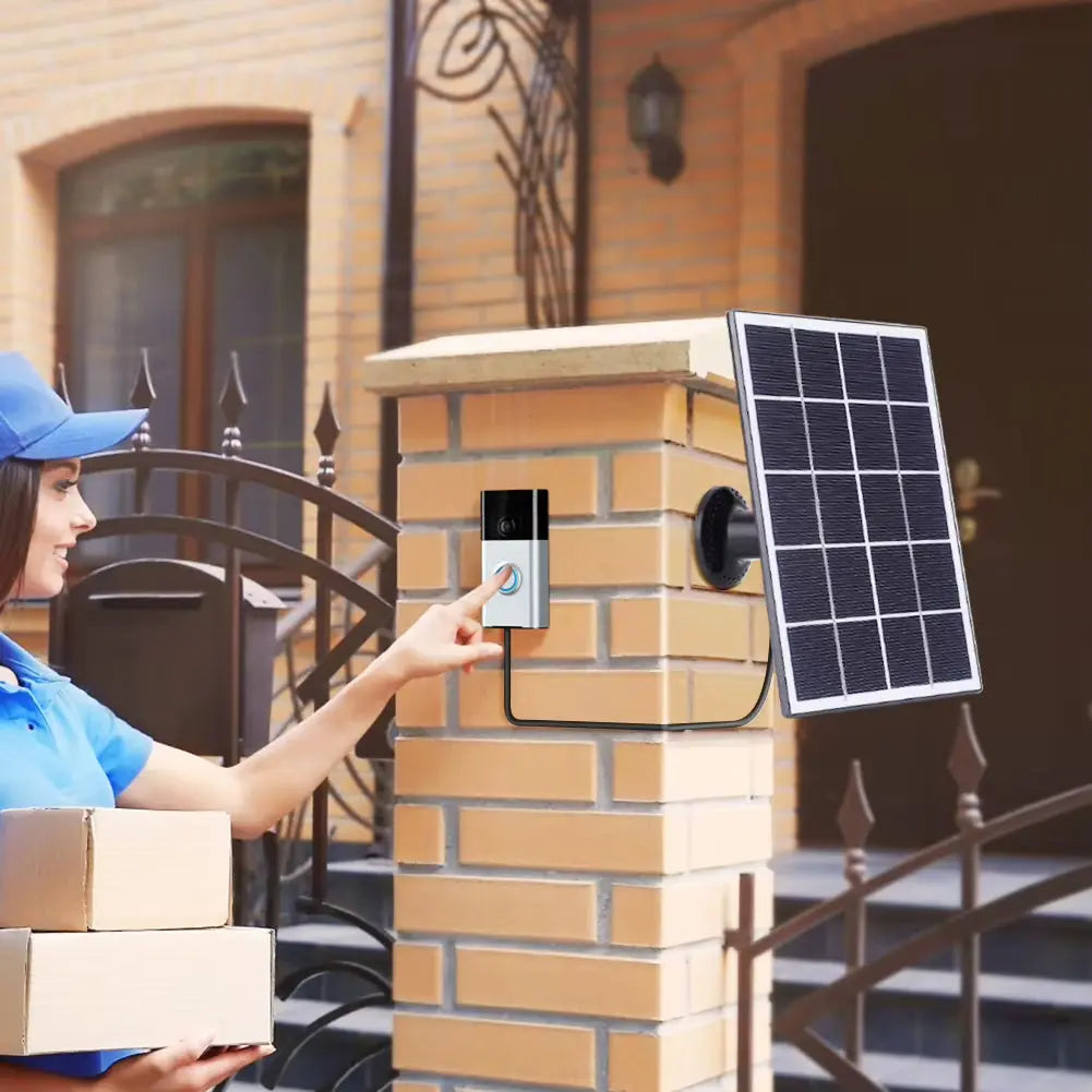 6-3W Solar Panel Charger for Ring Doorbell with IP65 Waterproof Rating and 360° Adjustable Wall Mount for Ring Video Doorbell Models 2, 3, 3 Plus, and 4