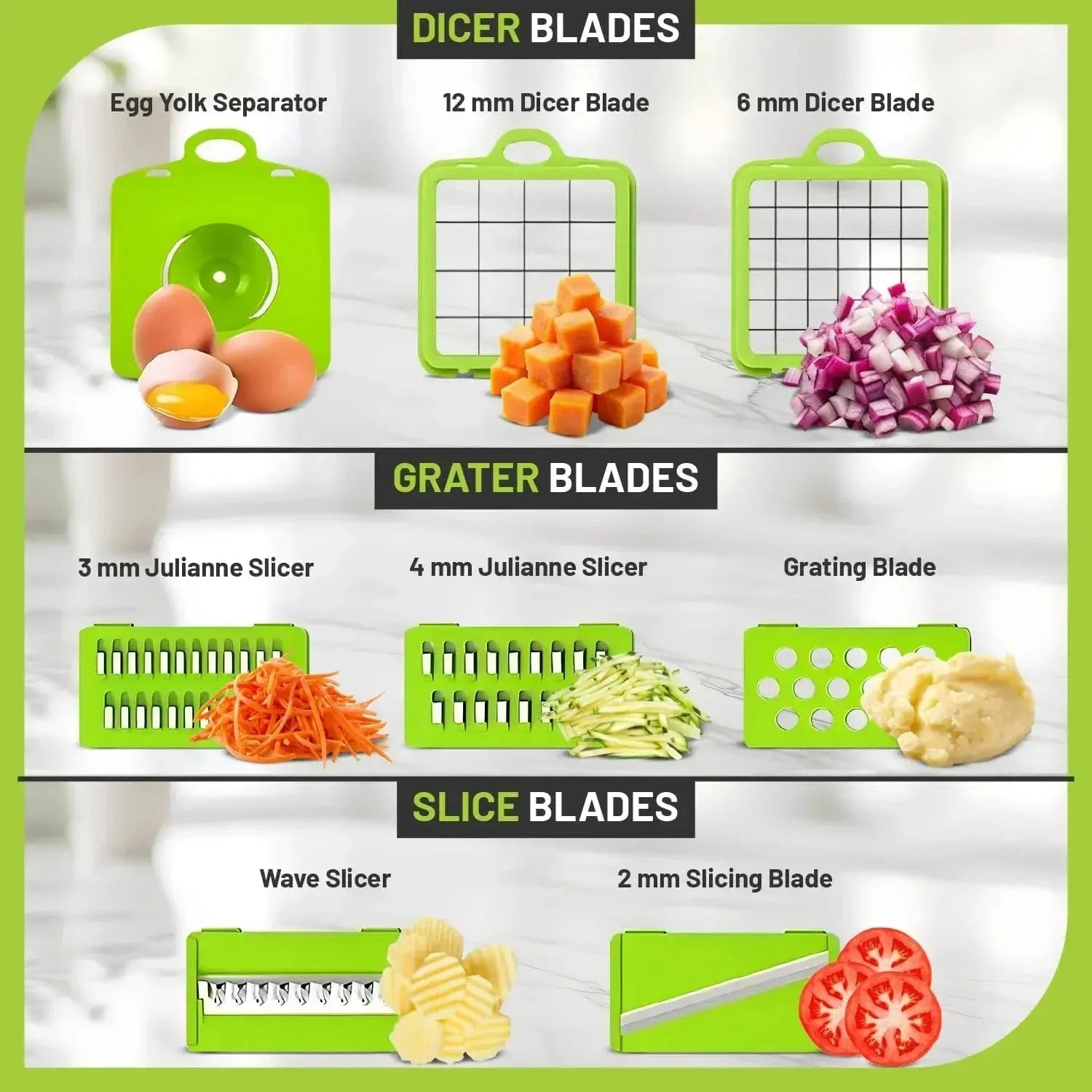 12-in-1 Manual Vegetable Cutter and Food Chopper with Container - Multifunctional Kitchen Gadget for Slicing and Shredding Potatoes and Vegetables