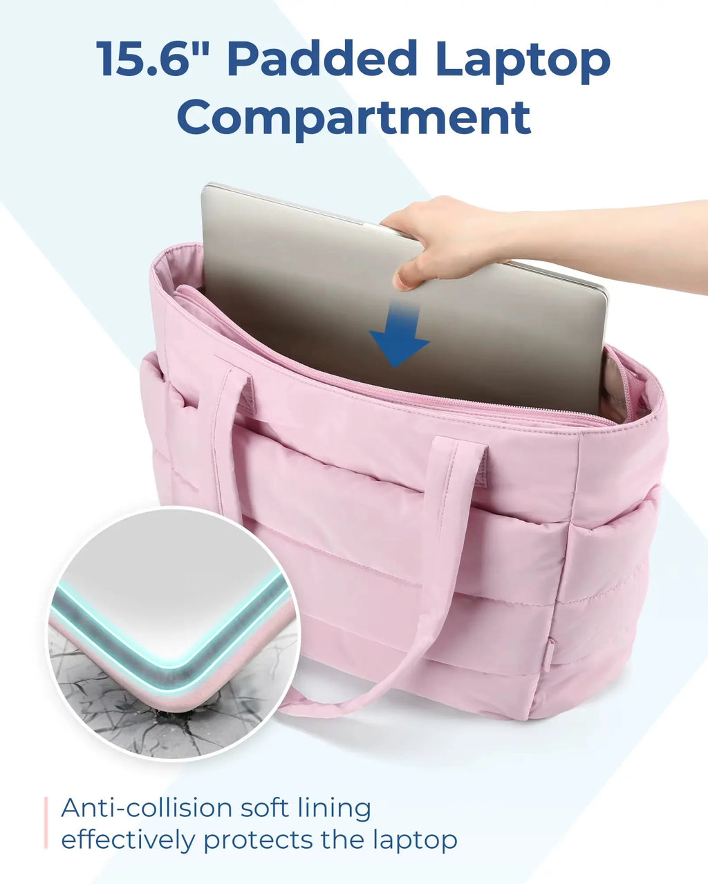 Women's Solid Color Tote Bag - Padded Shoulder Bag for Commuting, College, and Travel