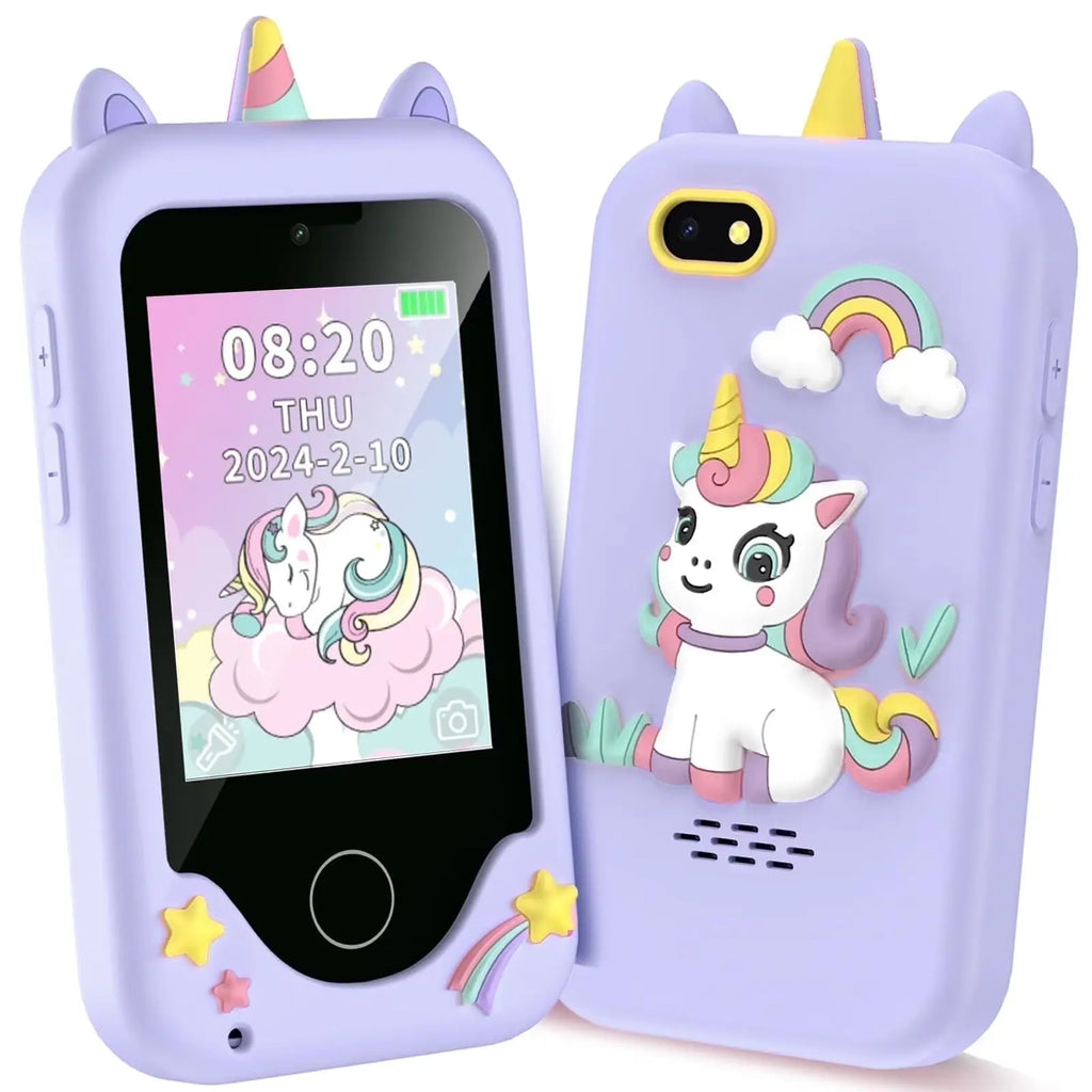Girls' Smart Phone with Unicorn Design - Dual Camera, Music, Games, and Stories - Touchscreen Learning Toy for Ages 6-8 - Ideal Christmas and Birthday Gift for 3-7 Year Olds with 8GB SD Card