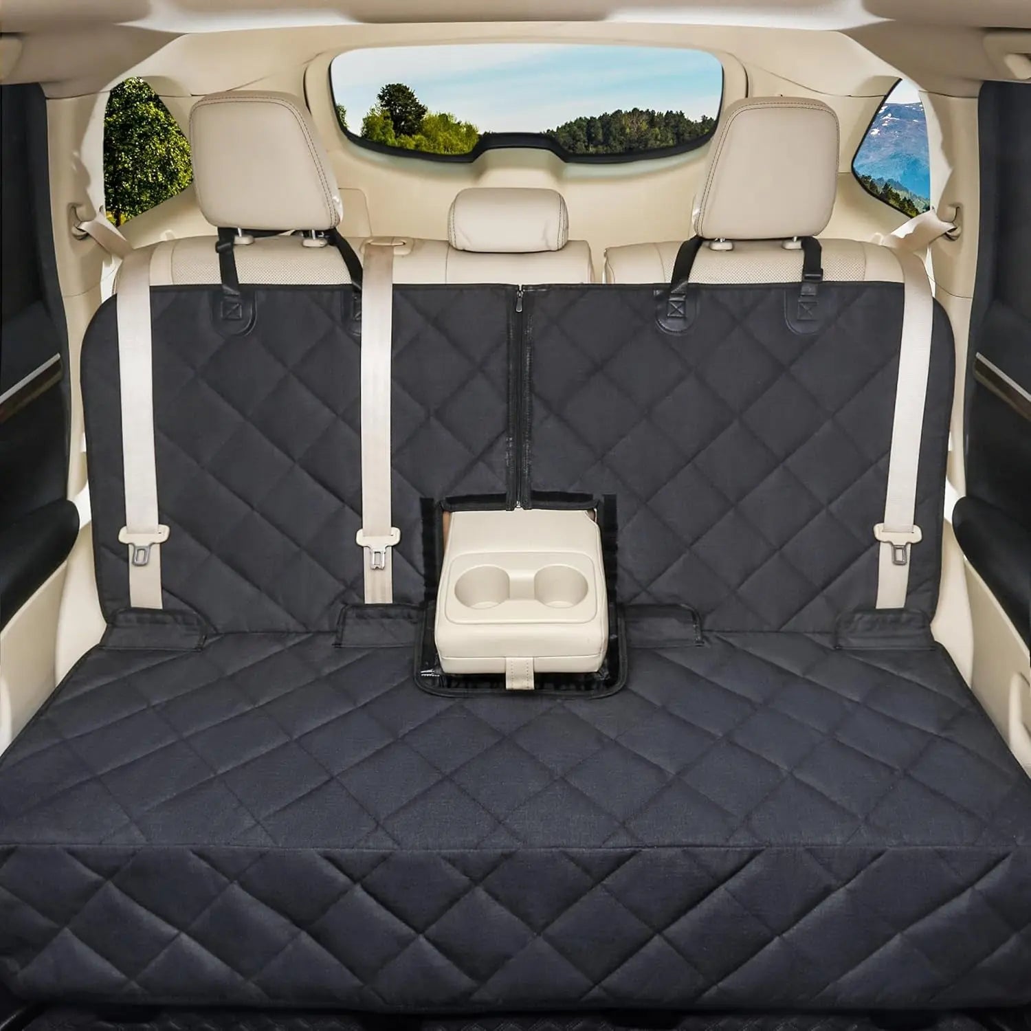 Bench Dog Waterproof Back Seat Cover for Pets - Durable, Scratch-Proof, Non-Slip Protector for Fur and Mud, Washable and Armrest Compatible