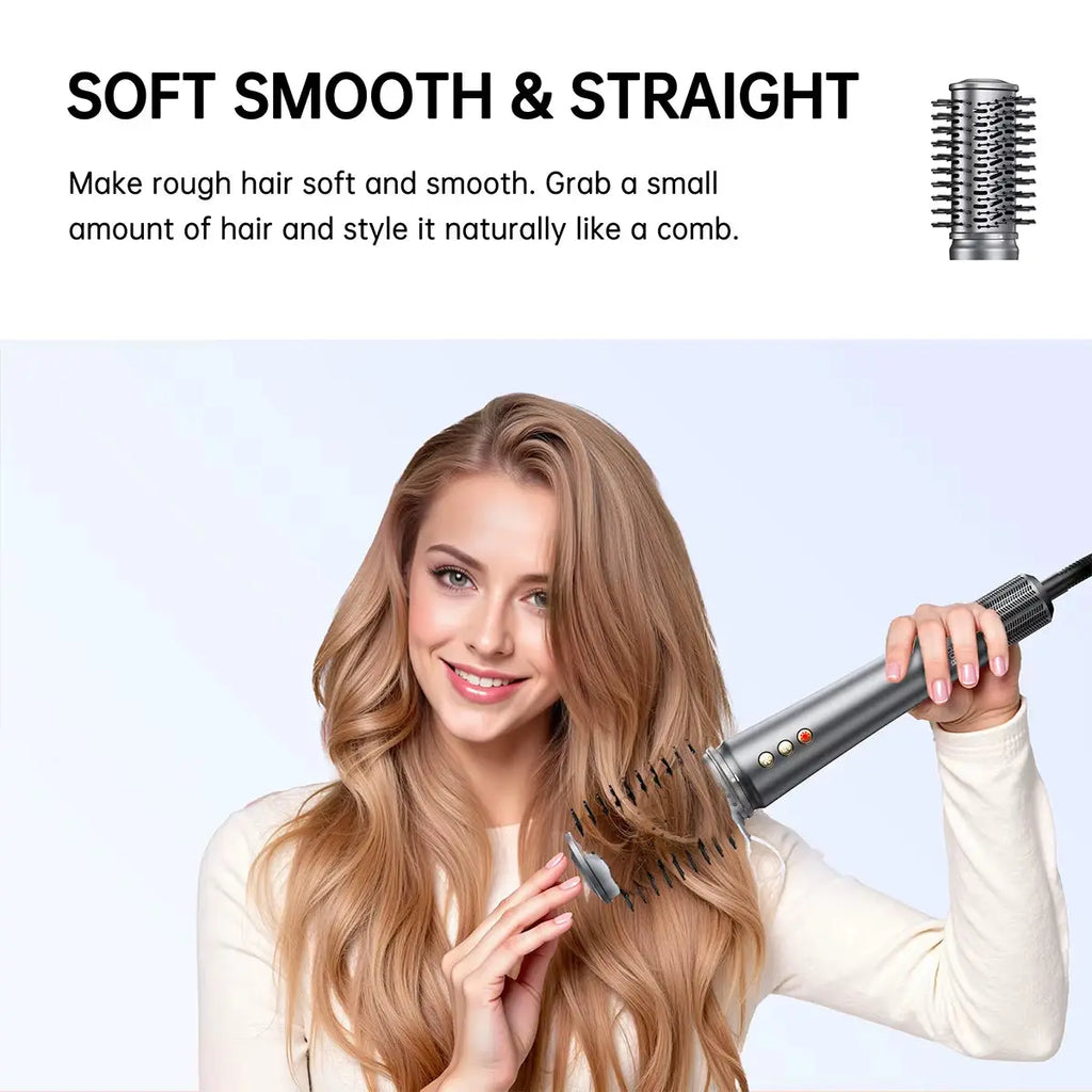 5-in-1 Hair Dryer and Styling Tool with Straightener and 32mm Curling Iron, Featuring 300 Million Negative Ions for Hair Care and Quick Drying (1-3 Minutes) - Ideal Gift Option