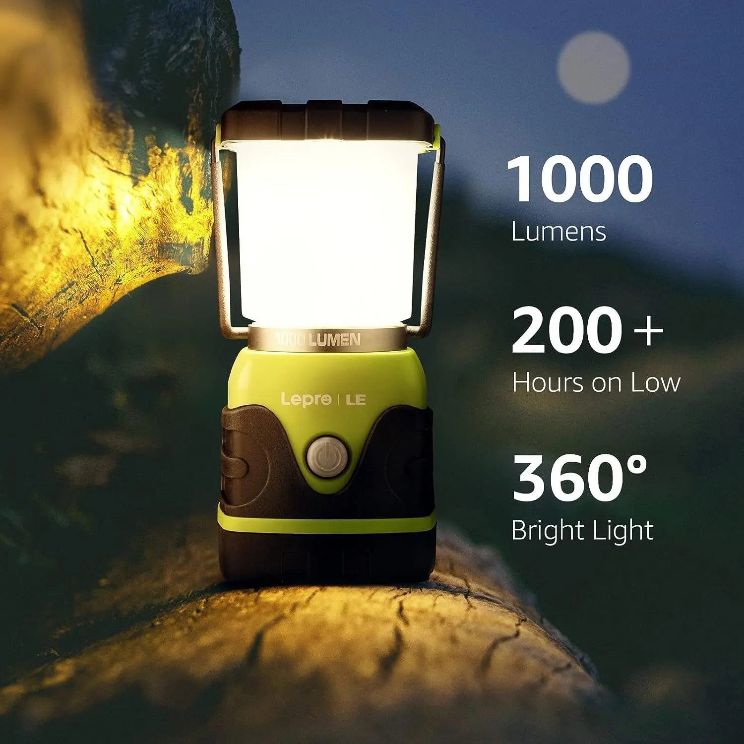 LE 1000LM Waterproof Battery-Powered LED Camping Lantern with 4 Light Modes - Portable Emergency Light for Camping and Power Outages, Non-Rechargeable