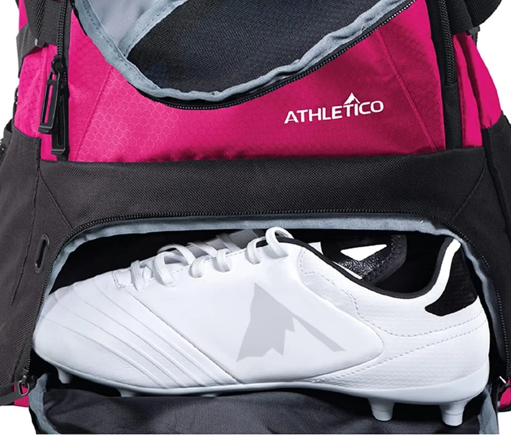 National Sports Backpack - Versatile Bag for Soccer, Basketball, and Football with Dedicated Cleat and Ball Compartment