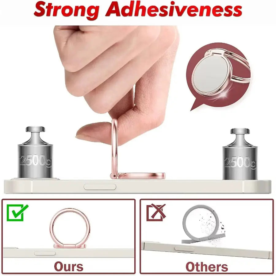 360-Degree Rotatable Metal Finger Ring Holder and Kickstand for Cell Phones, Compatible with Magnetic Car Mounts