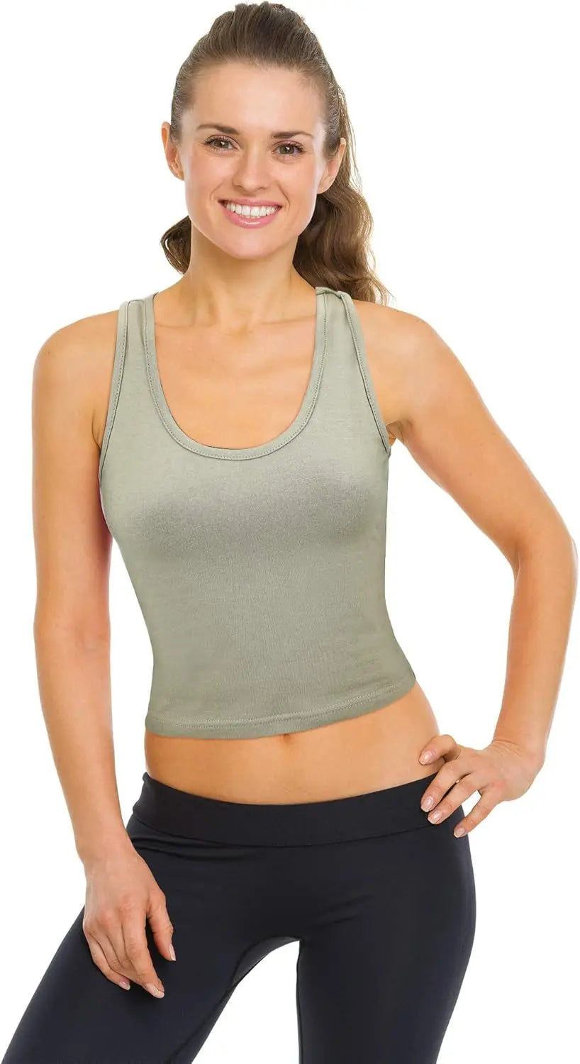 6-Pack Women's Sleeveless Racerback Sports Crop Tank Tops for Everyday Wear