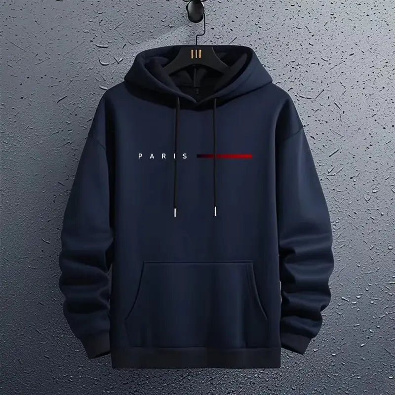Men's Paris Fashion All-Season Casual Hooded Sweatshirts - Comfortable Pullover for Home and Outdoor Activities 2025