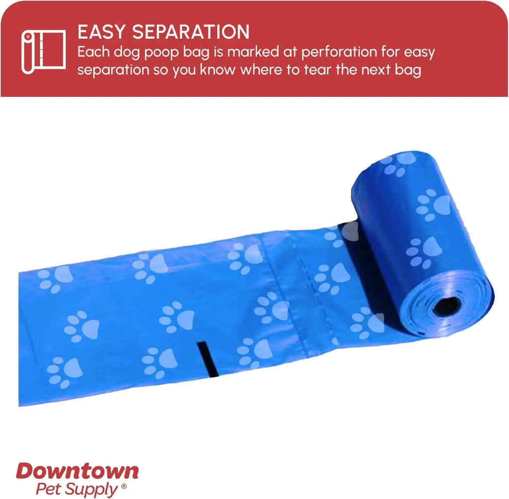 Dog Waste Bags with Dispenser - 180 Count Leak-Proof Poop Bags and Bone-Shaped Holder for Leash - Rainbow Design with Paw Prints, 12.5" x 8.5