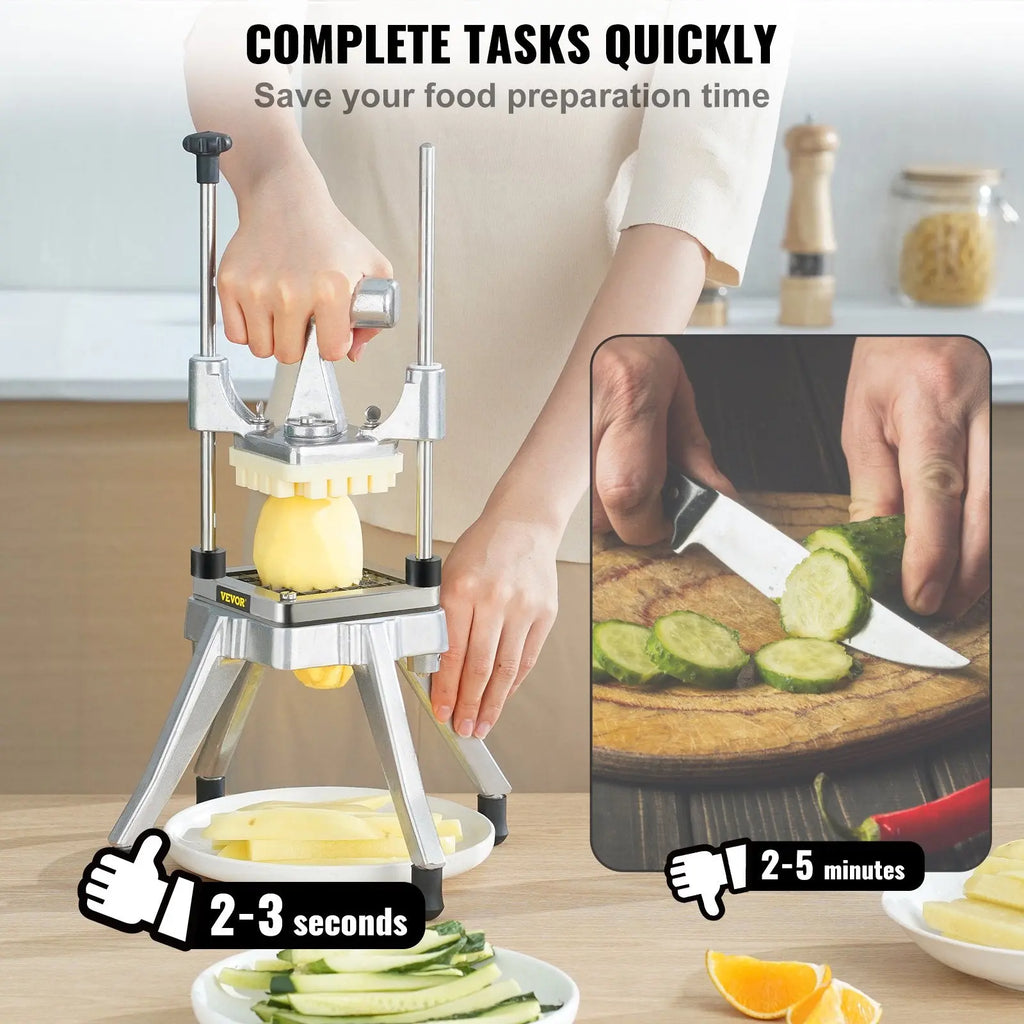 Professional Stainless Steel Vegetable and Fruit Chopper with Four Blades for Commercial Use