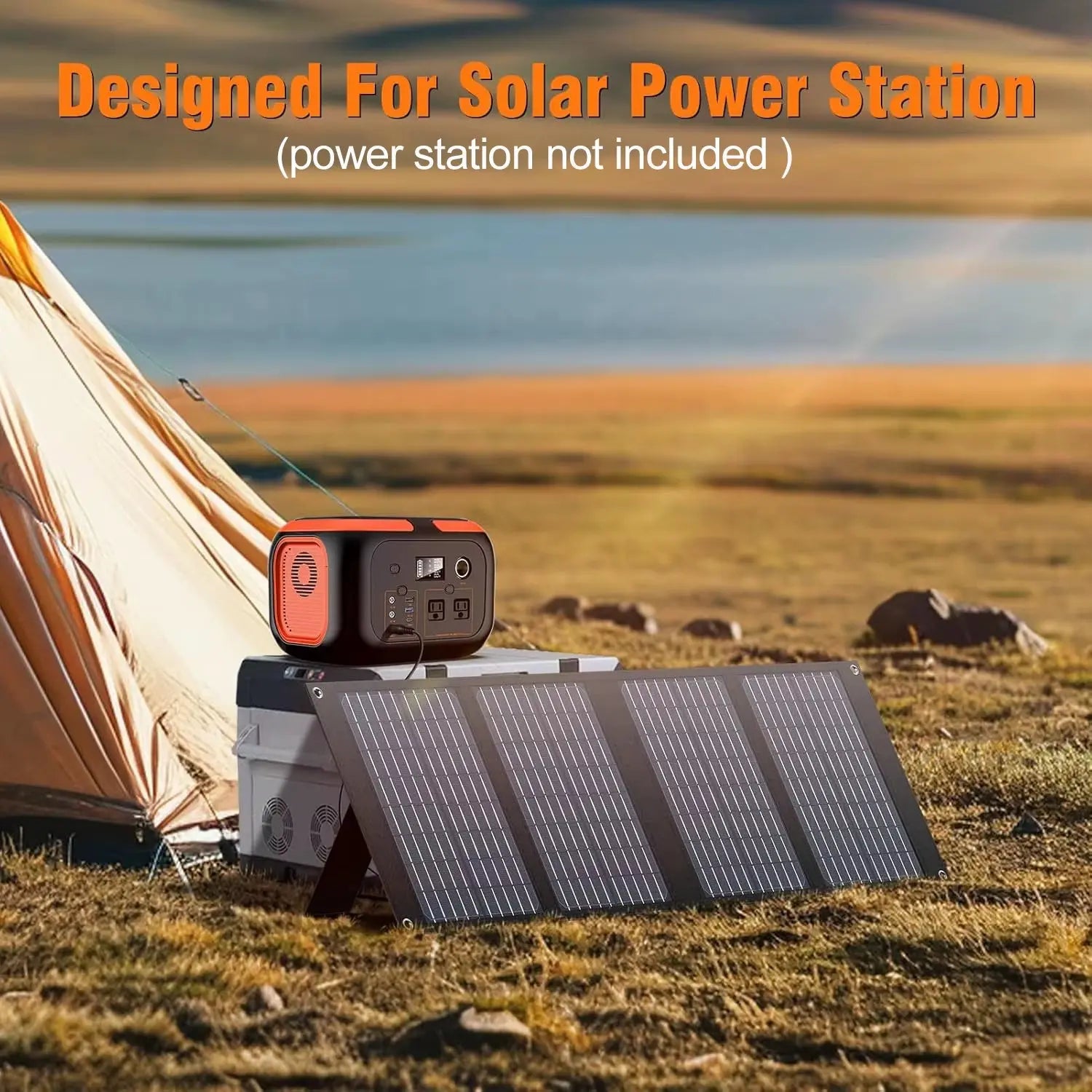 40W Portable Solar Panel Charger with DC and USB-C Ports for Camping, Road Trips, and Hiking - Ideal for Power Stations, Power Banks, Phones, and Tablets