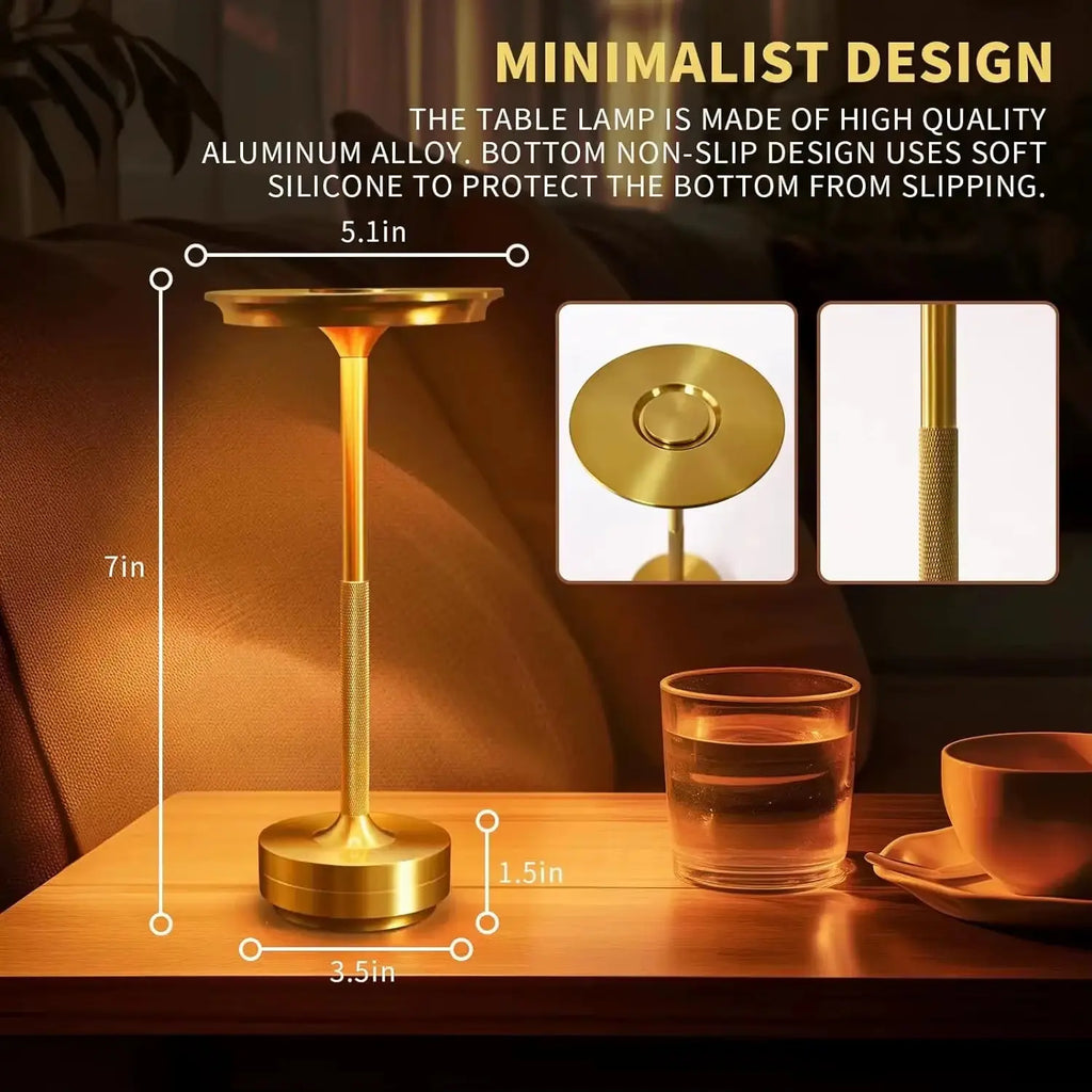 Rechargeable Wireless Table Lamp Set - Touch Control, USB-C, Ideal for Bedroom and Camping