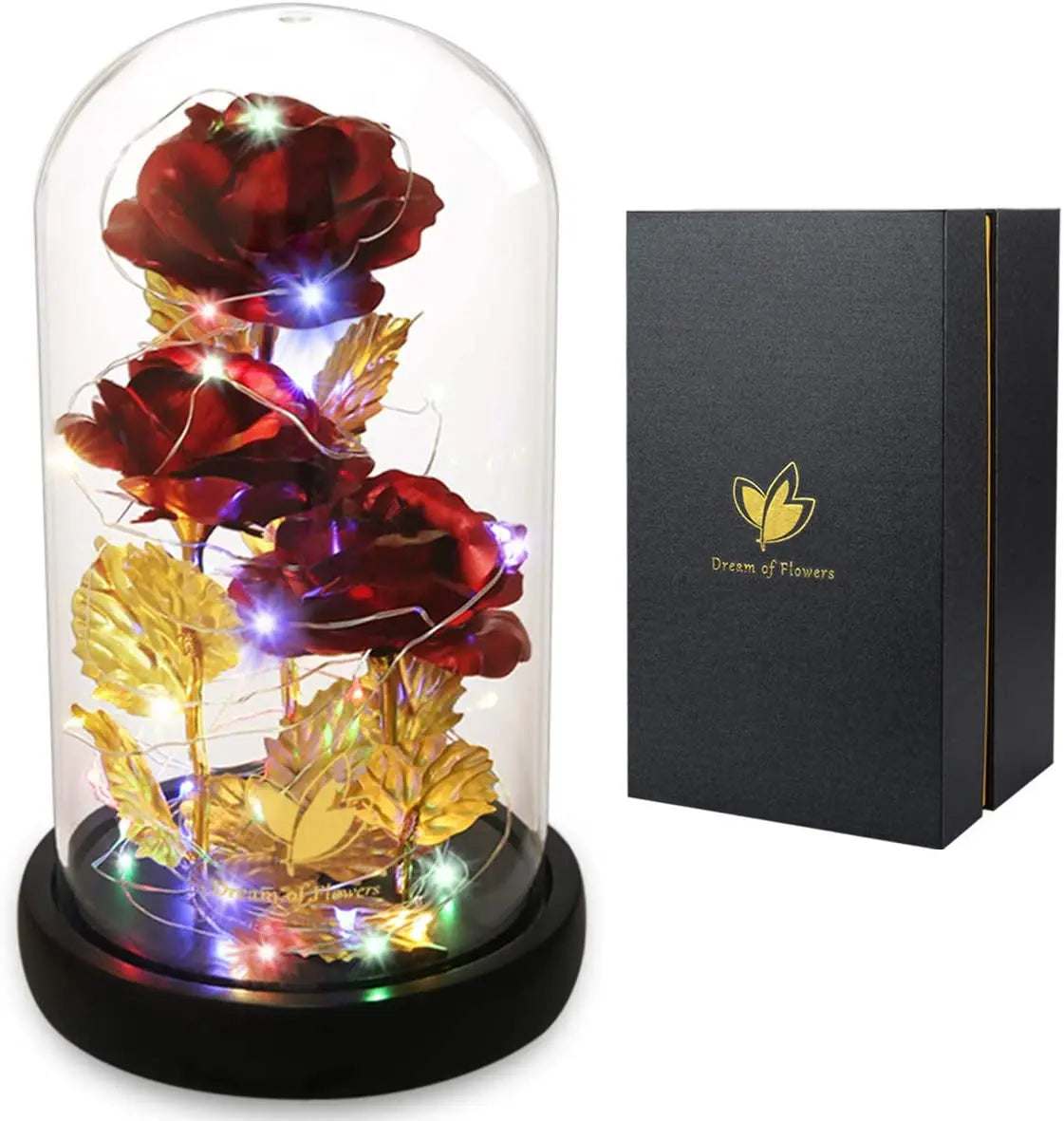 Elegant Galaxy Rose in Glass Dome - Illuminated Flower Gift for Women for Christmas, Anniversaries, Birthdays, Valentine's Day, and Weddings