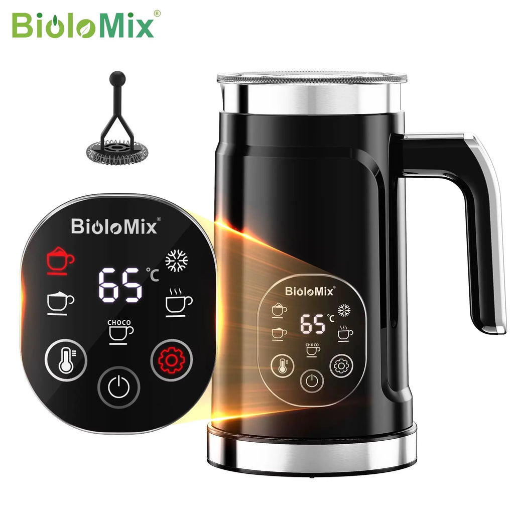5-in-1 Milk Frother with LED Touchscreen - Versatile Hot and Cold Foam Maker for Lattes, Coffee, and More