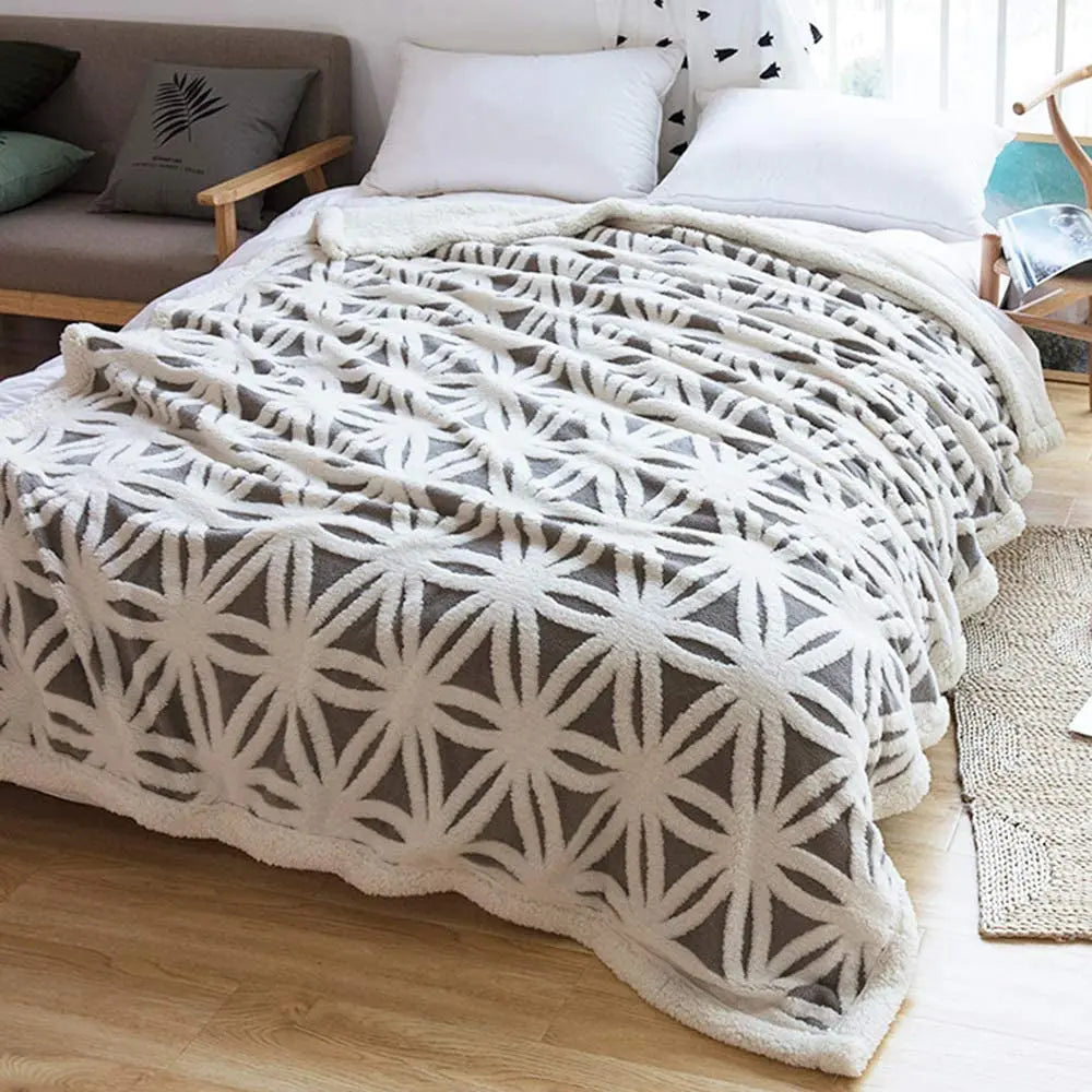 Dual-Sided Sherpa Fleece Throw Blanket, 71" x 80", Soft and Cozy for Couch, Sofa, and Bed (Grey)