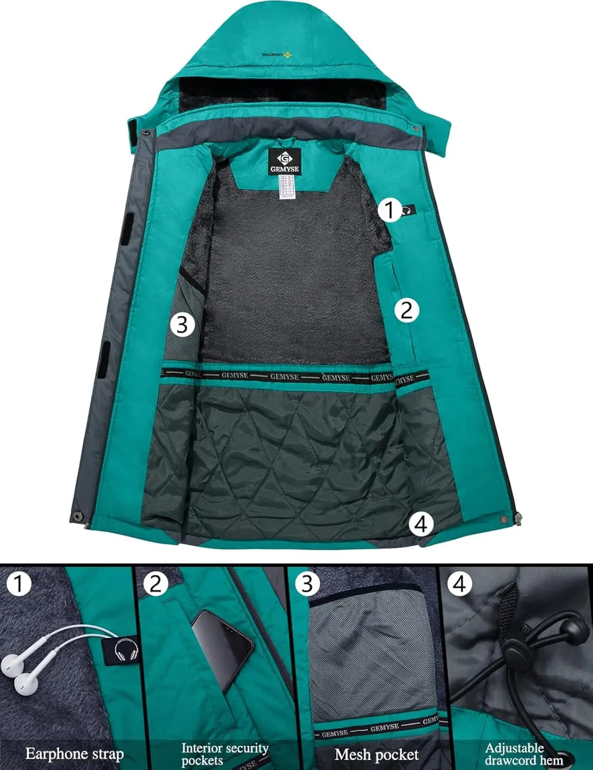 Women's Waterproof Ski Jacket - Windproof Winter Coat for Outdoor Hiking and Snow Activities