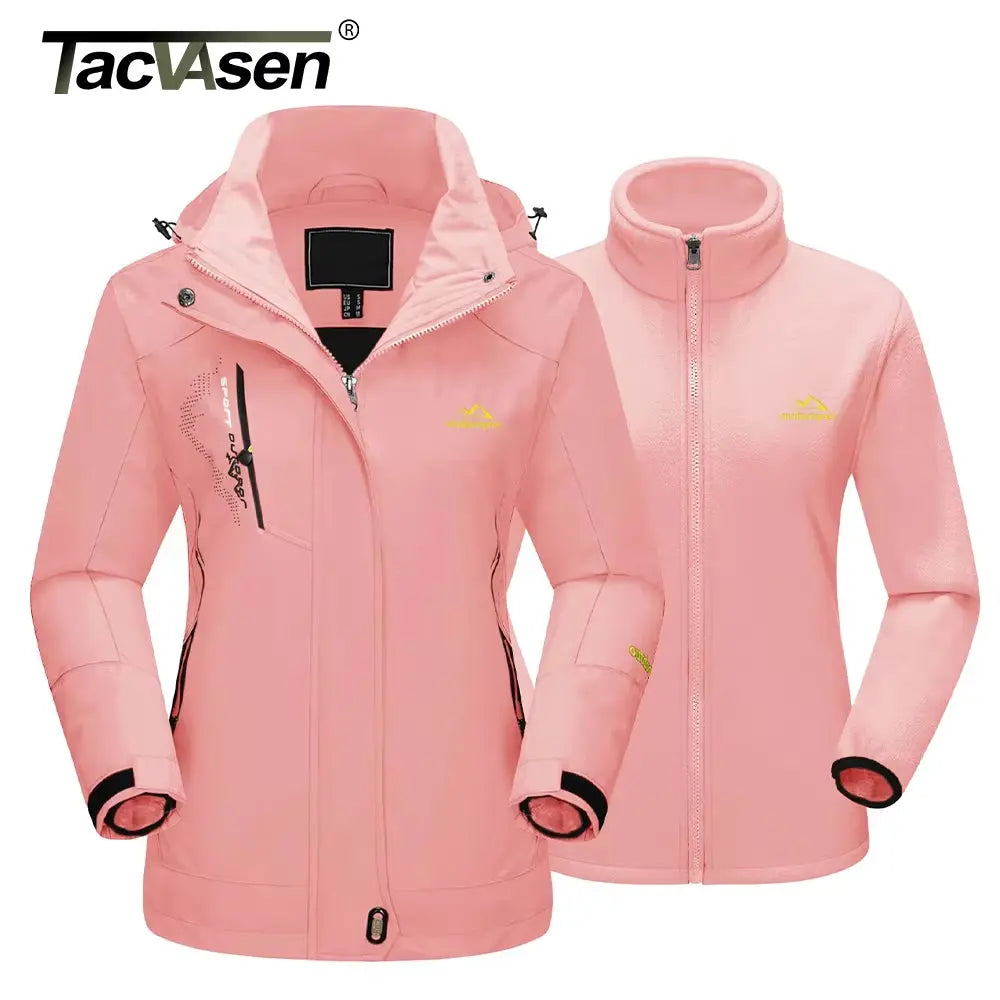 Women's 3-in-1 Winter Fleece Jacket - Waterproof Ski and Snowboard Coat, Outdoor Rain and Windbreaker Parka