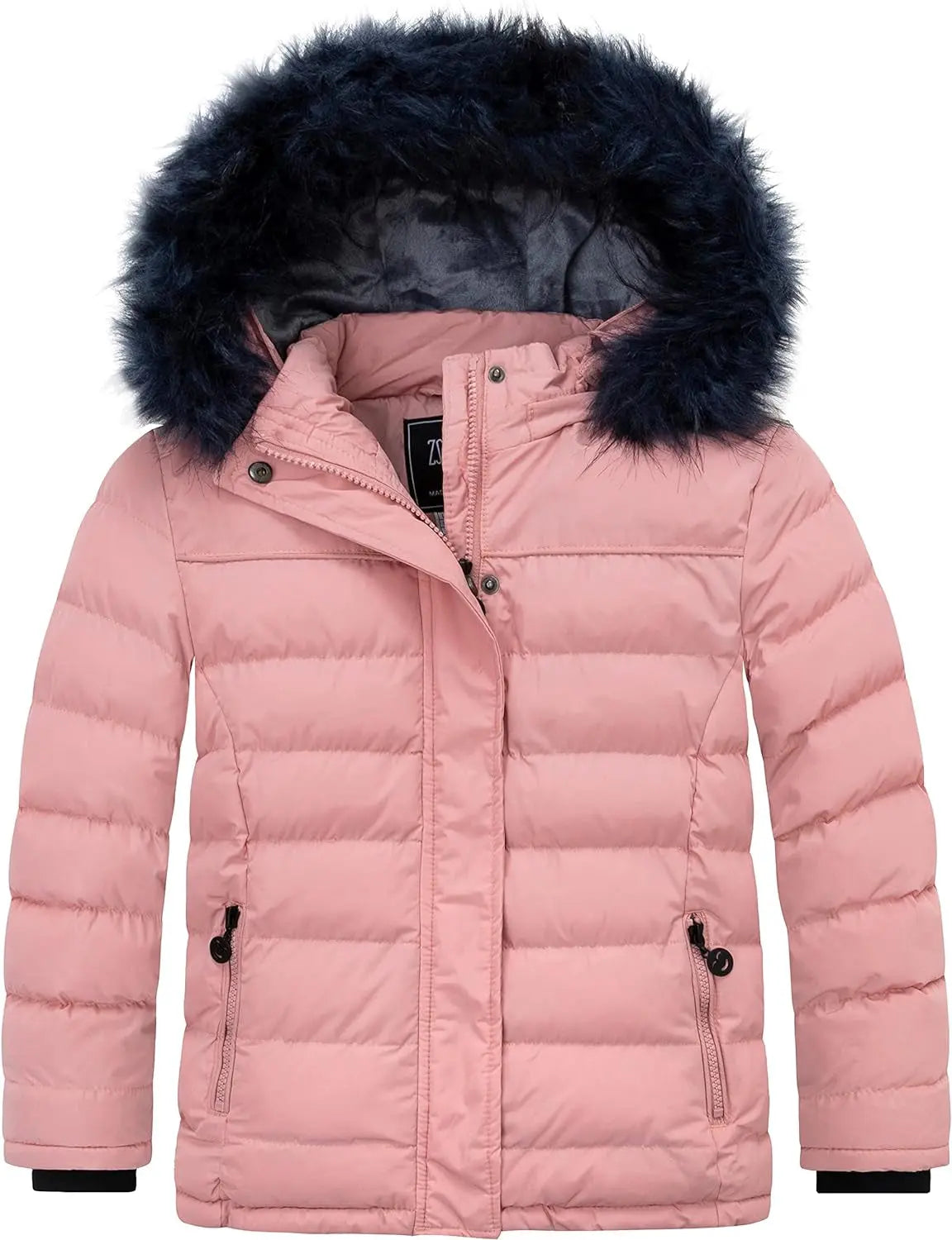 Girls' Hooded Winter Puffer Jacket with Soft Fleece Lining