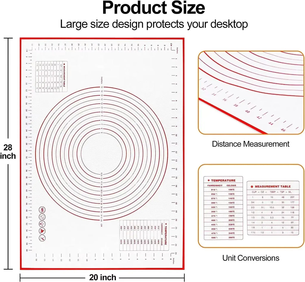 UNTIOR Silicone Kneading Dough Mat - Versatile Baking Mat for Pizza, Cake, and Dough Preparation in the Kitchen