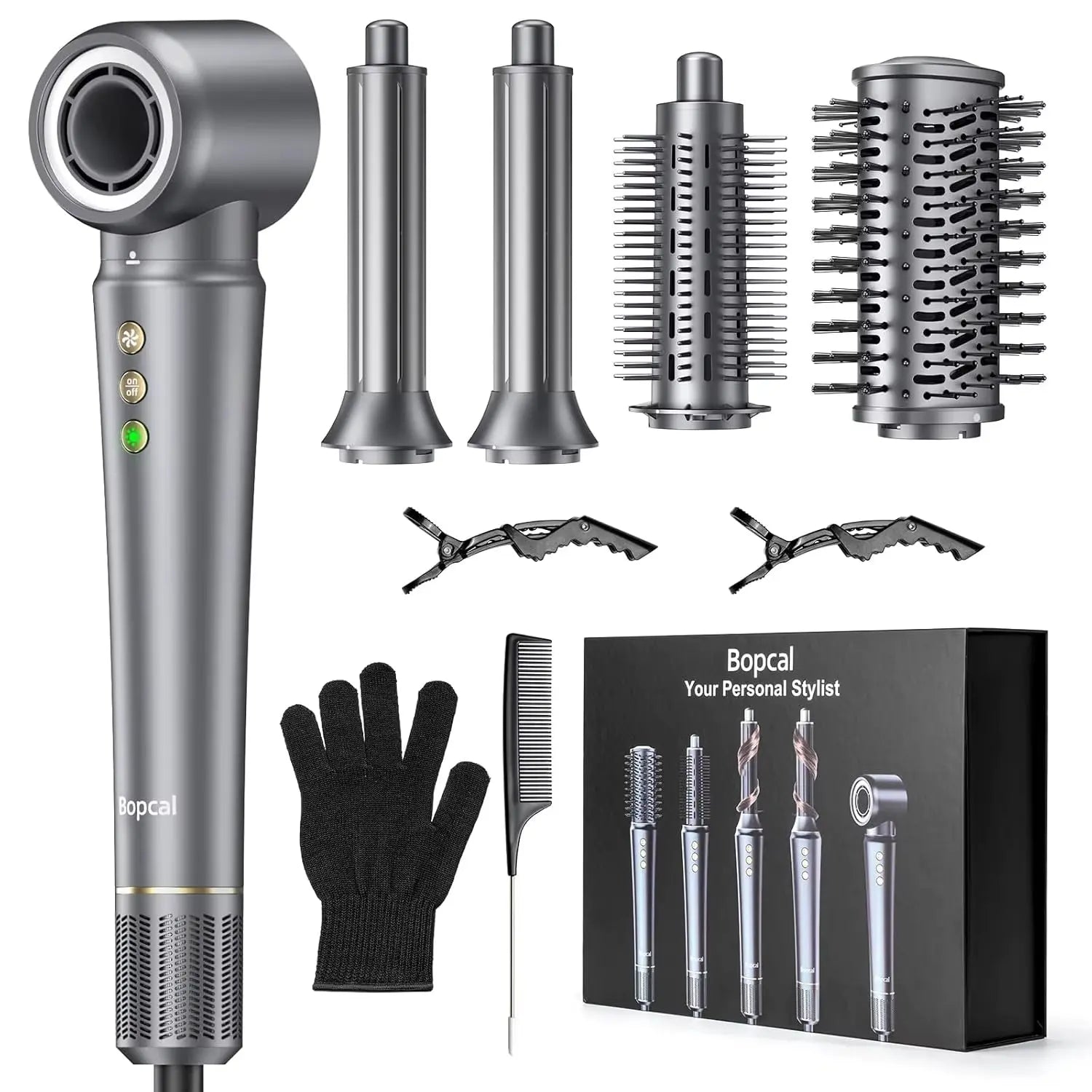 5-in-1 Hair Dryer and Styling Tool with Straightener and 32mm Curling Iron, Featuring 300 Million Negative Ions for Hair Care and Quick Drying (1-3 Minutes) - Ideal Gift Option