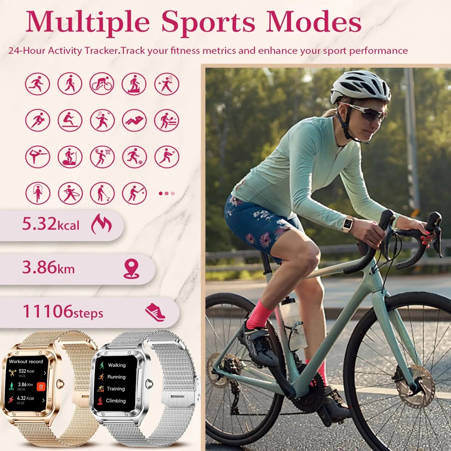 Women's Smart Watch with Call Functionality for iPhone/Android, Fitness Tracker with 100+ Sports Modes, 200+ Watch Faces, 1.59" Display - Perfect Gift Option