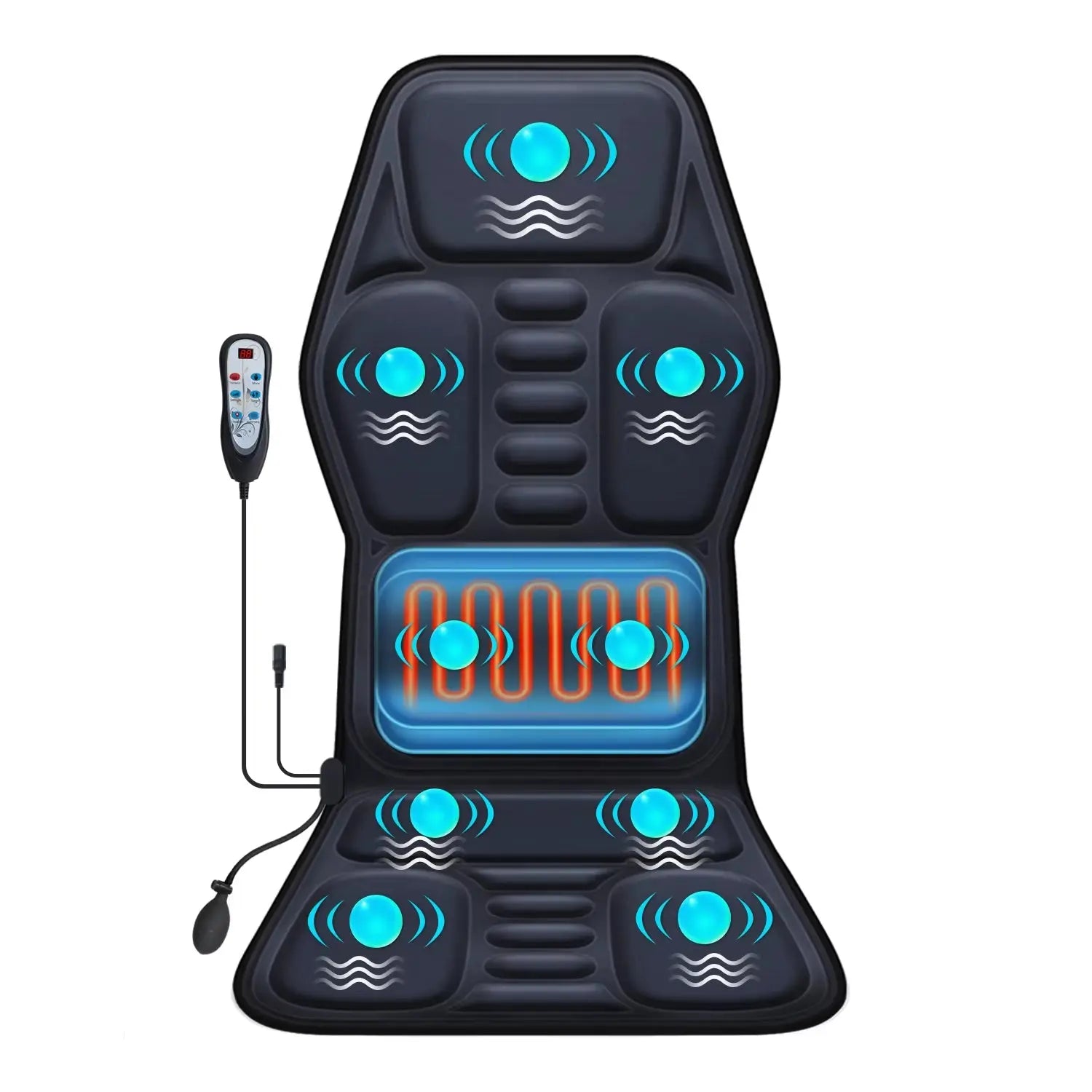 Heated Massage Seat Cushion with Adjustable Lumbar Support and 9 Massage Modes for Enhanced Comfort