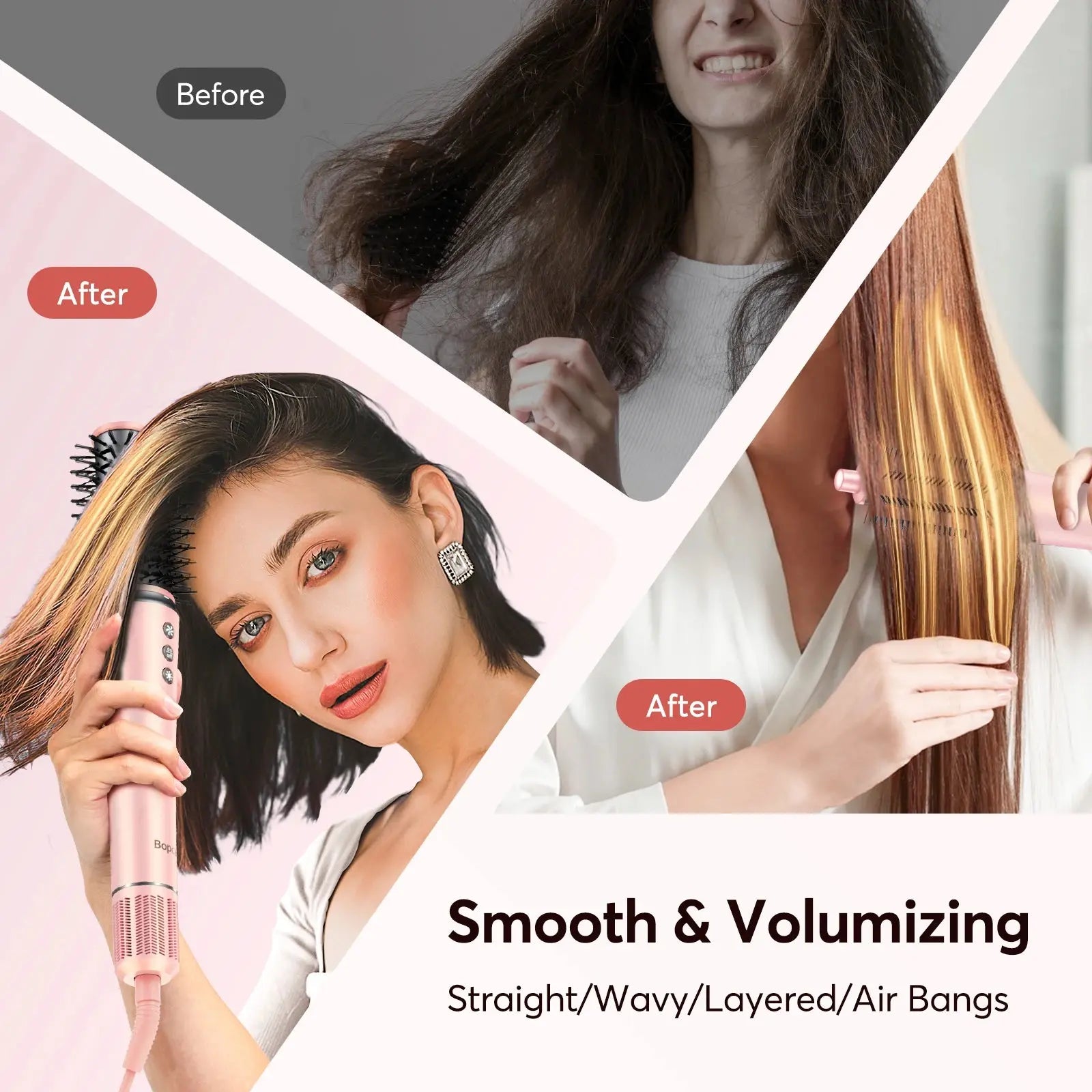 5-in-1 Multifunctional Hair Styling Tool: Electric Hair Dryer, Hot Air Comb, and Curling Iron with 1200W High-Speed Blower