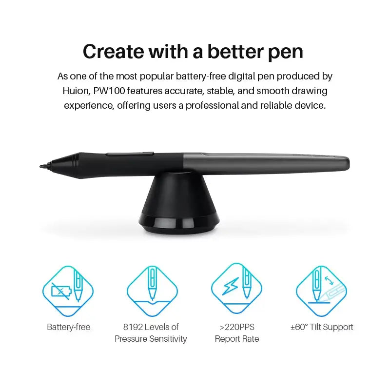 H580X Graphics Tablet with Battery-Free Pen - Digital Drawing Tablet for Linux, macOS, PC, and Android Connectivity