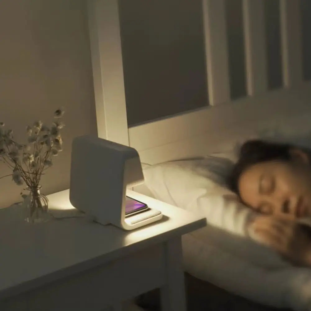 3-in-1 Touch Control Nightstand Lamp with Wireless Charger and Dimmable Digital Alarm Clock for Bedroom and Dormitory