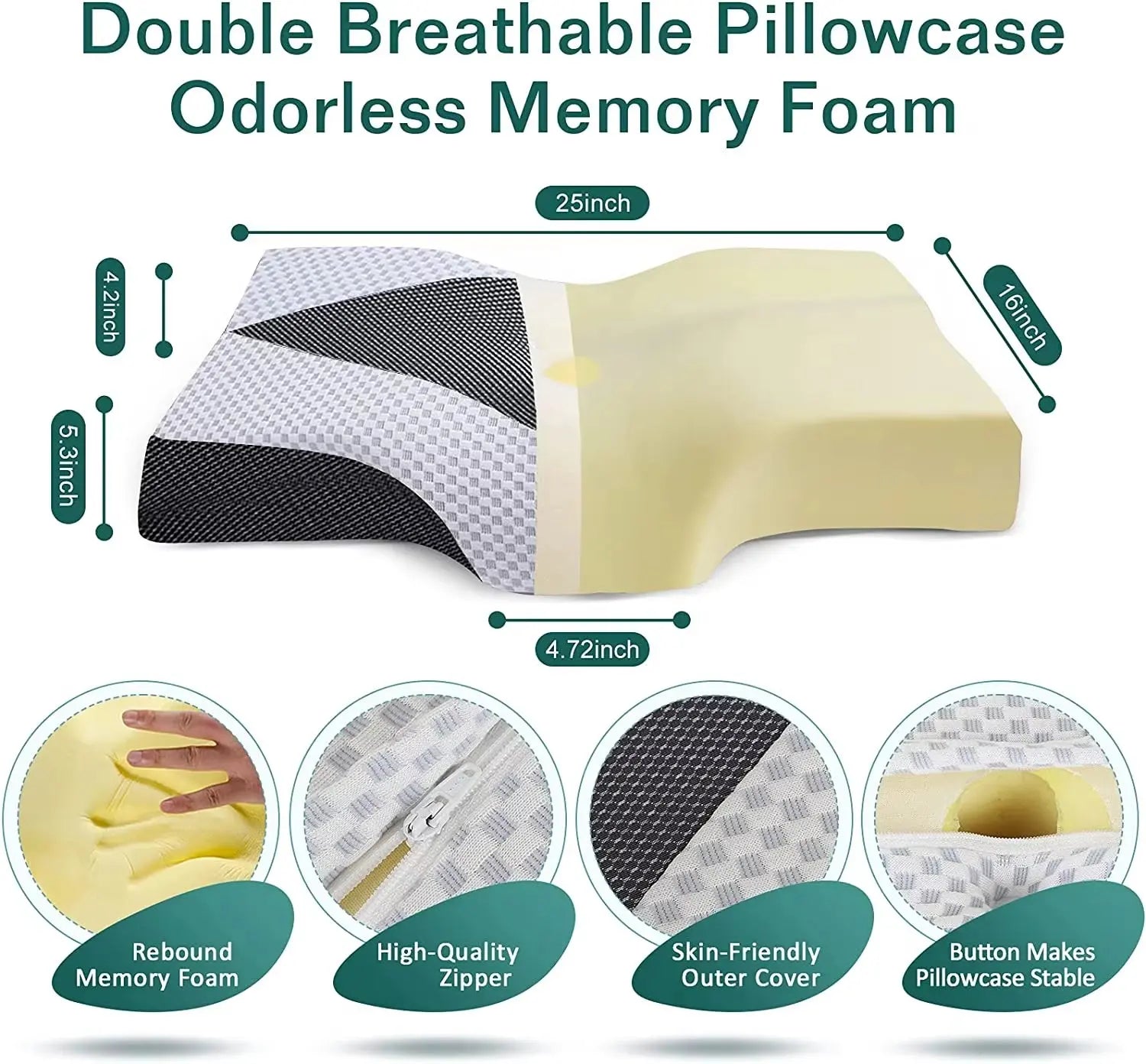 Orthopedic Memory Foam Pillow with Slow Rebound Technology - Ergonomic Sleep Aid for Enhanced Comfort and Support